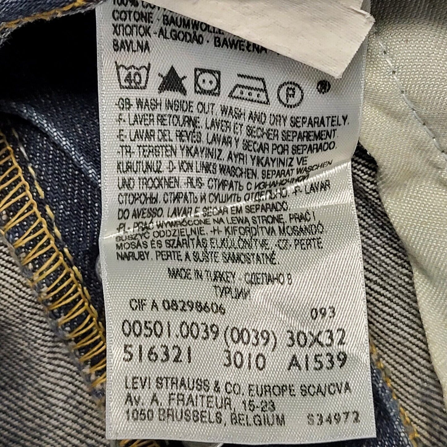 Levi's 501 Faded Blue Straight Leg Denim Jeans Men's 3XL W40 L32 H240