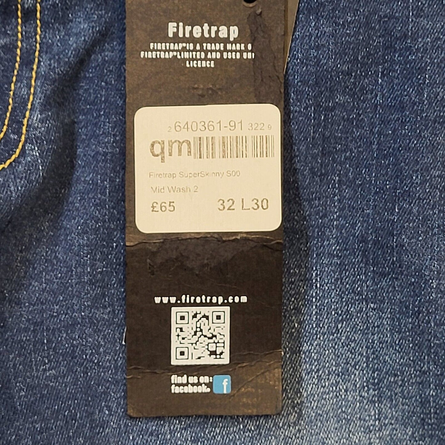 Firetrap Blue Super Skinny 500 Denim Jeans Men's M W32 L31 Bnwt G446