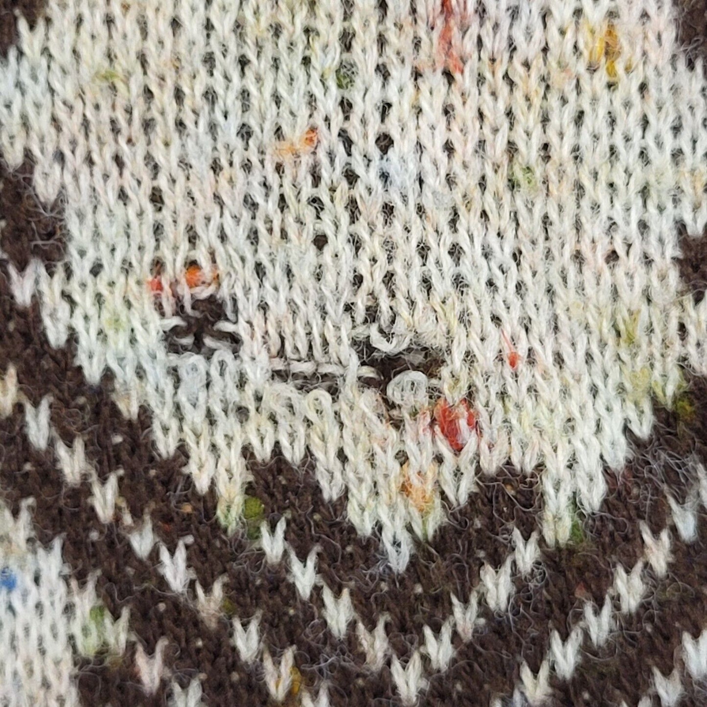 Vintage County Magna Brown Collared Speckled Knit Jumper Women's UK 14-16 H232