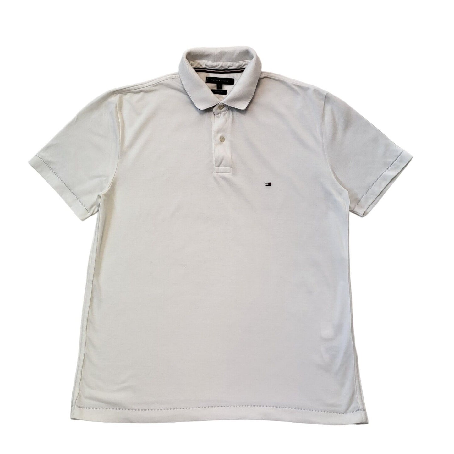 Tommy Hilfiger White Short Sleeve Polo Shirt Mens Uk L EU 54 G338