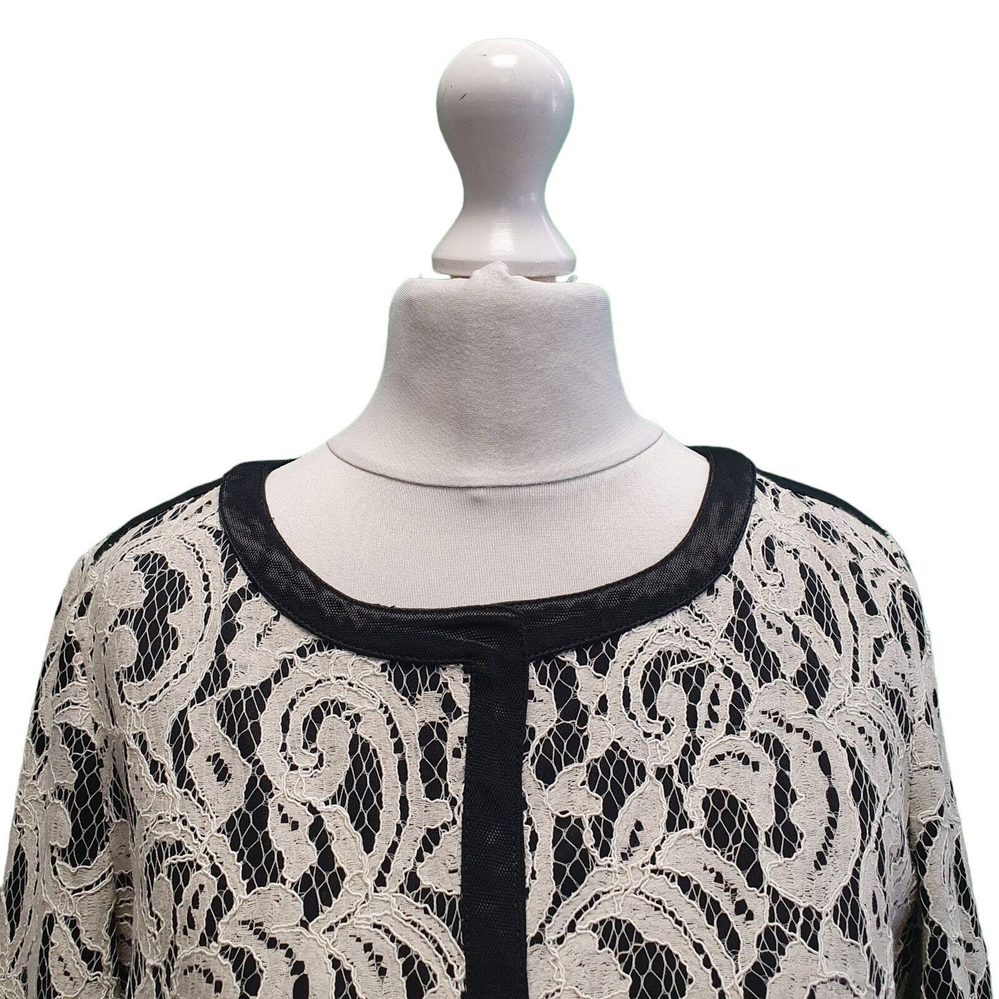 Rever Mile White Black Snap Long Dress Jacket Women's uk M 10 G808