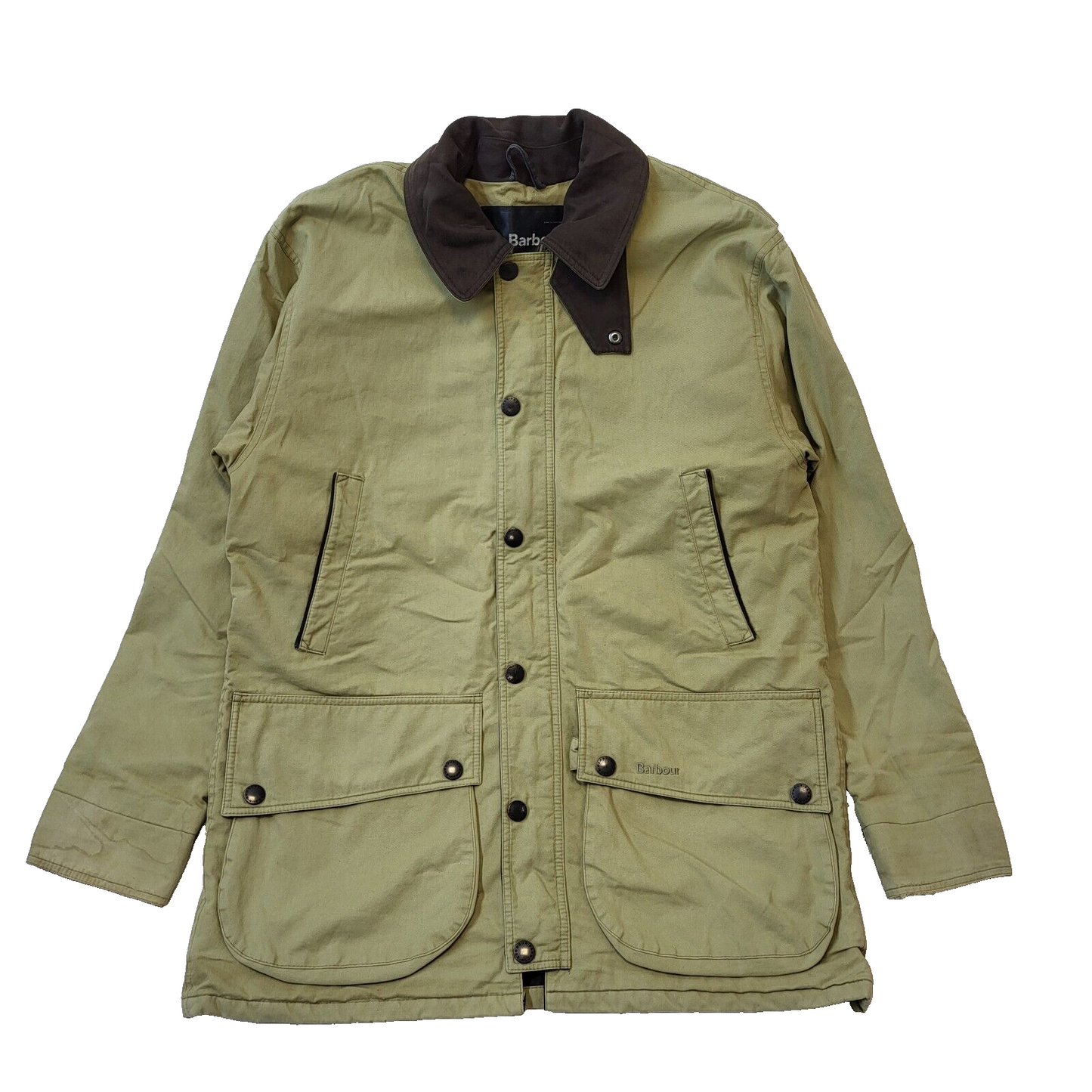 Barbour Fountaine Beige Zip Snap Fasten Collared Jacket Men's uk S H71