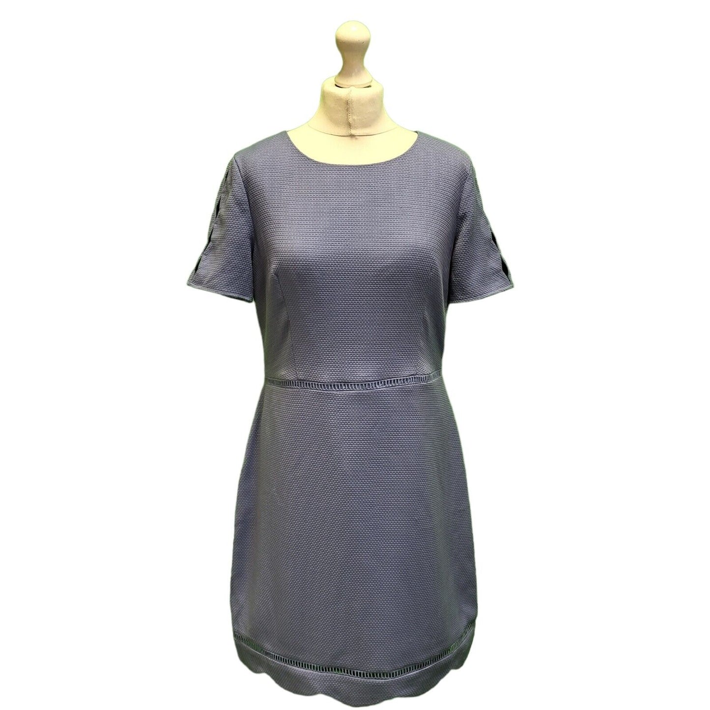 Oasis Blue Short Sleeve Mesh Pattern Summer Dress Uk Women's XL 14 BNWT H783