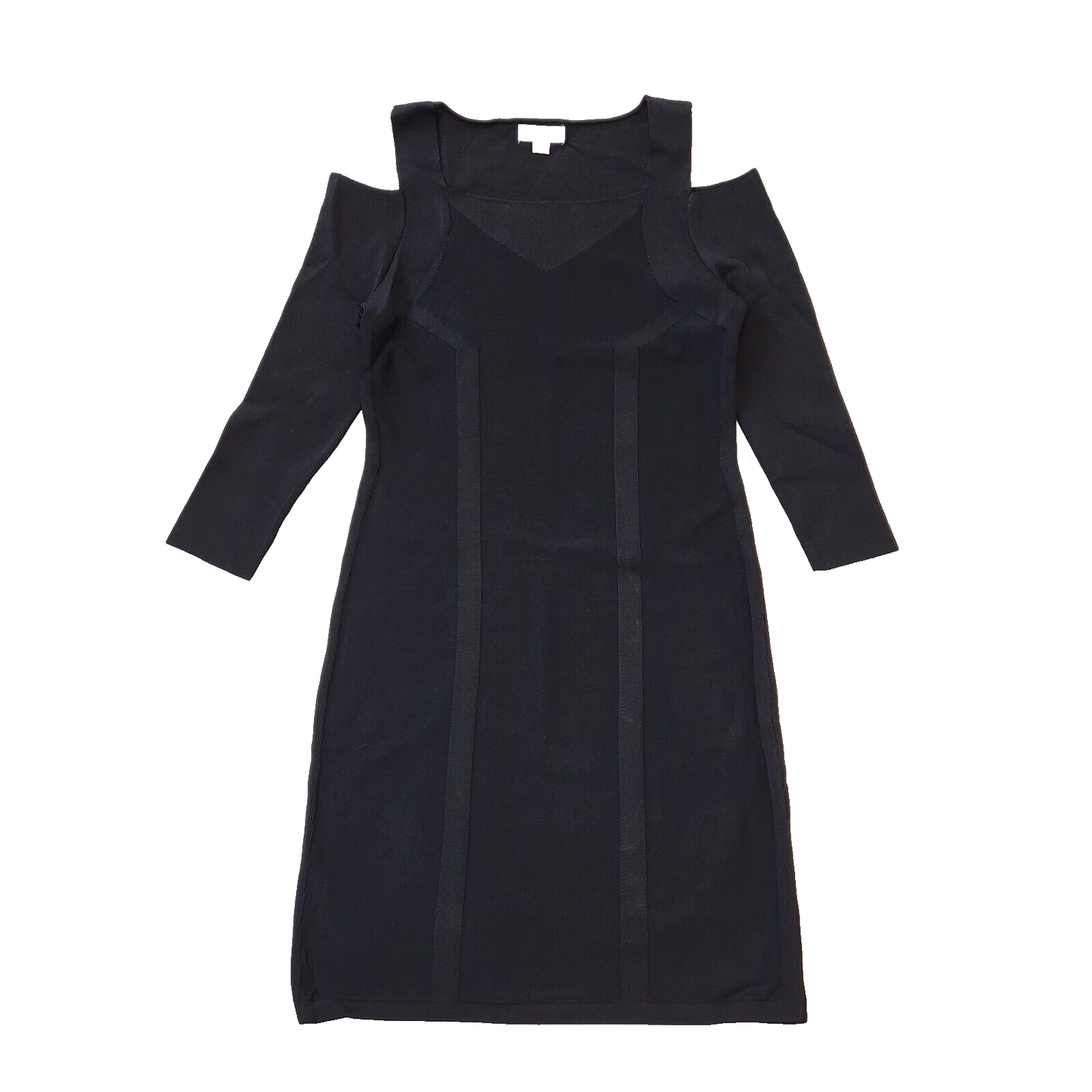 Calvin Klein Black Long Sleeve Cold Shoulder Pencil Dress Women's UK L H57