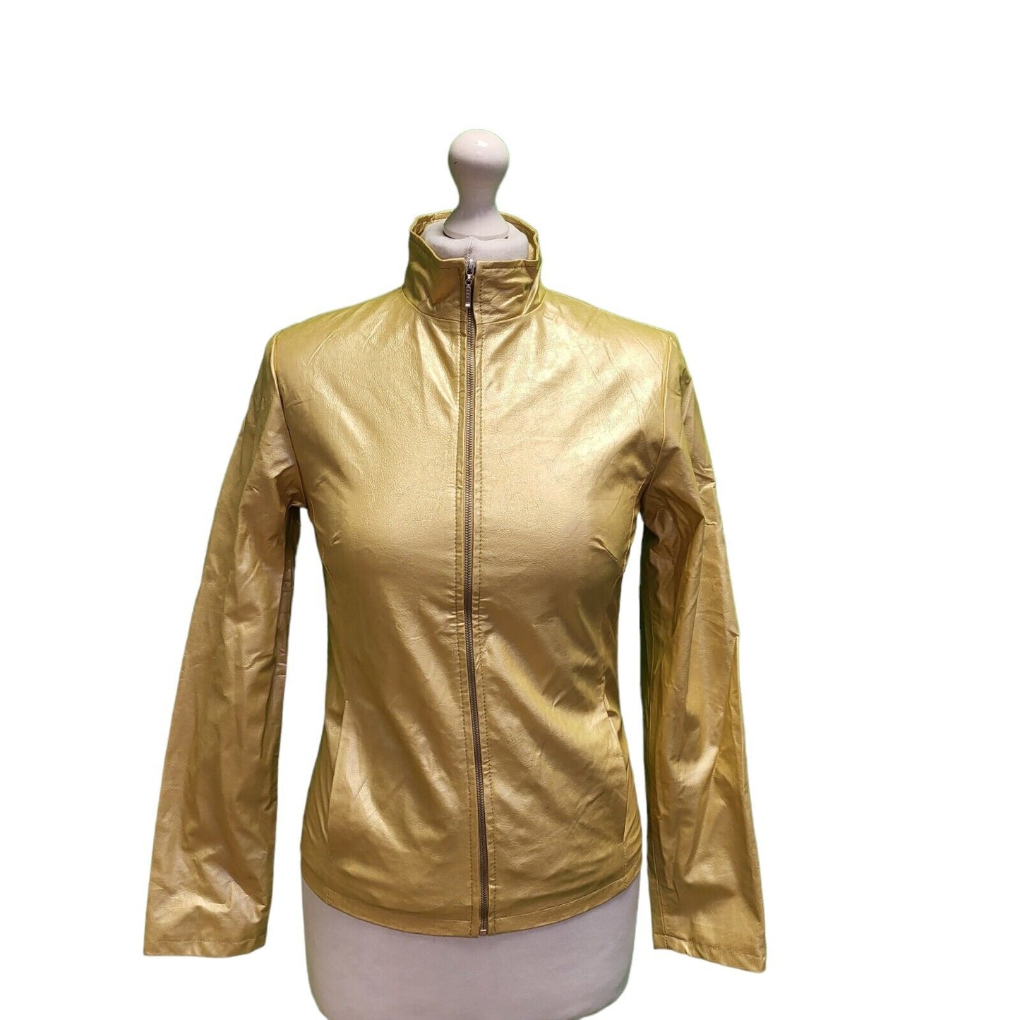 New Look Yellow Zipped Faux Leather Jacket UK Women's Small H710