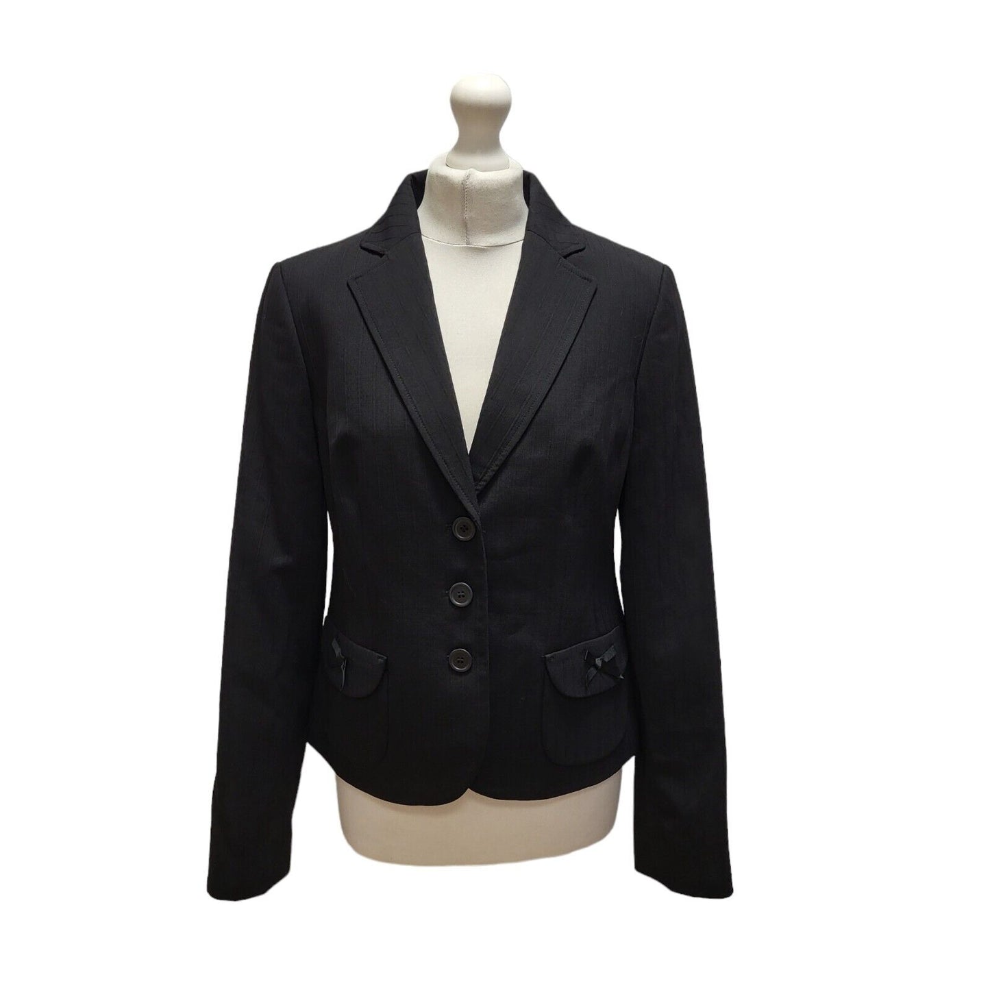 Laura Ashley Black Wool Suit Jacket Uk Women's Size 14 Bnwt BB368