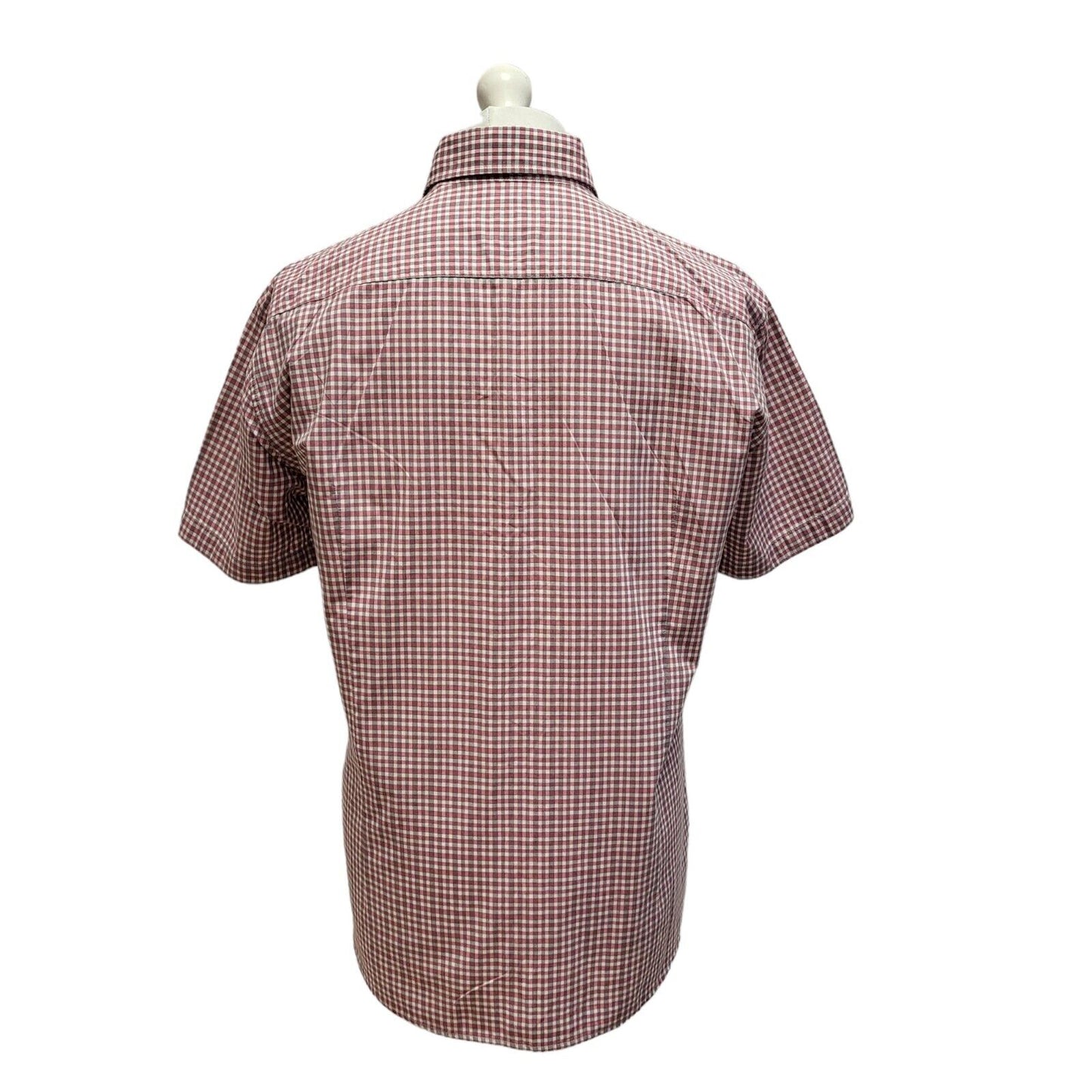 Hugo Boss Pink Grey Check Slim Short Sleeve Shirt Uk Men's XL BB383
