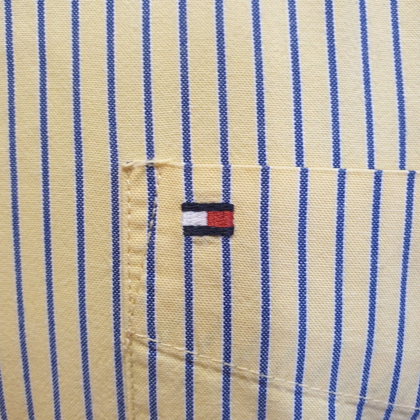 Tommy Hilfiger Yellow Blue Striped Short Sleeve Shirt Uk Men's L Eu 54 G83