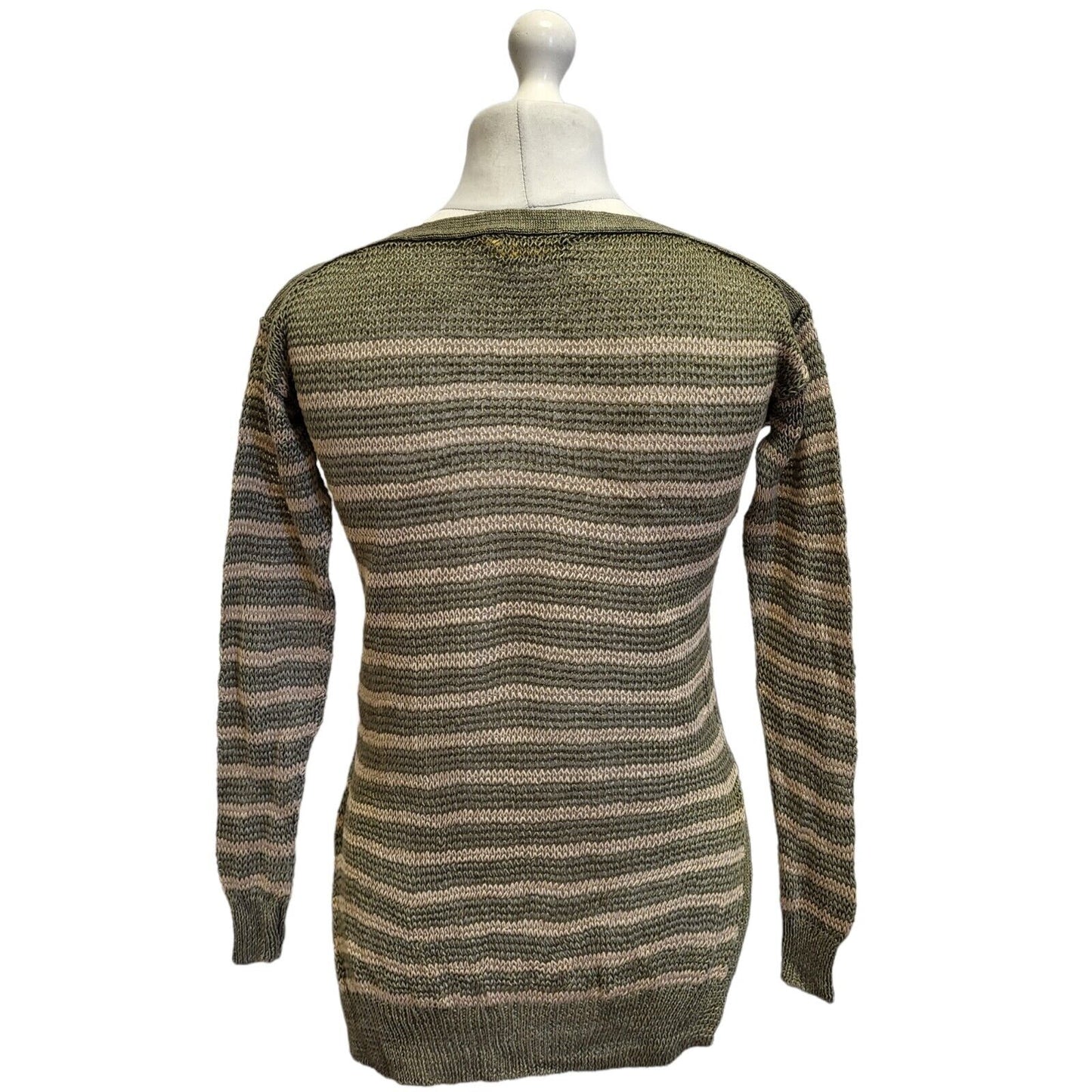 Polo Ralph Lauren Linen Green Round Neck Jumper Uk Women's XS Eu 34 G2