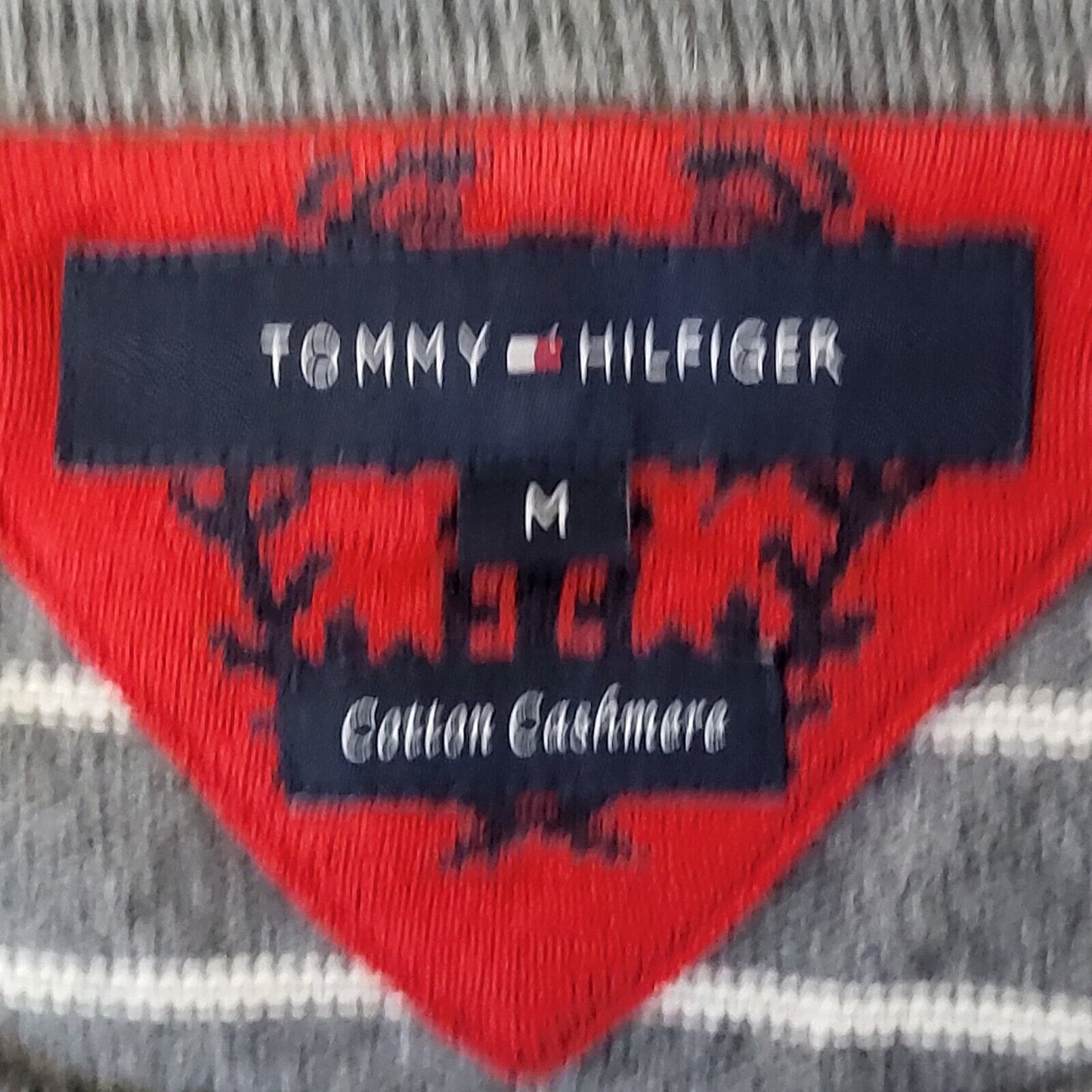 Tommy Hilfiger Jumper Crew Neck Grey White Striped Mens UK M EU 50 G373