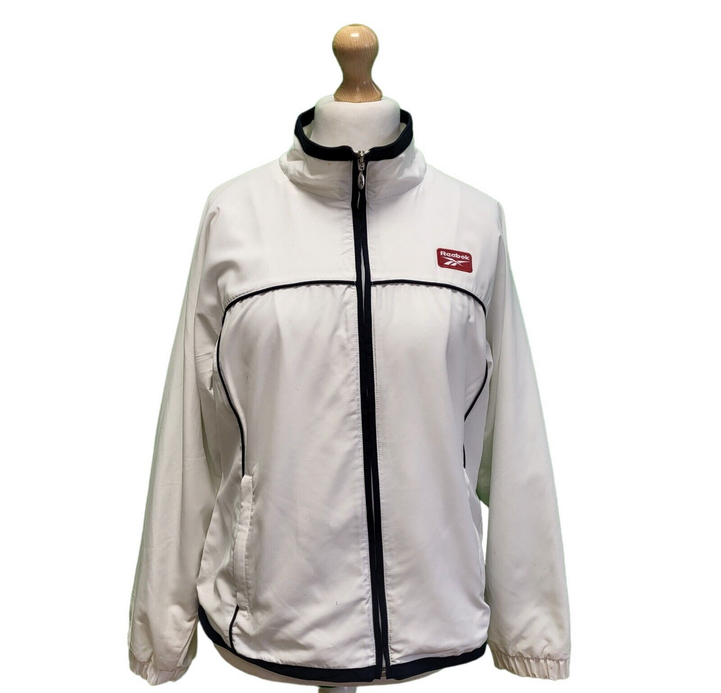 Reebok White Navy Blue Lightweight Sports Jacket Women's UK 16 eu 44 H363