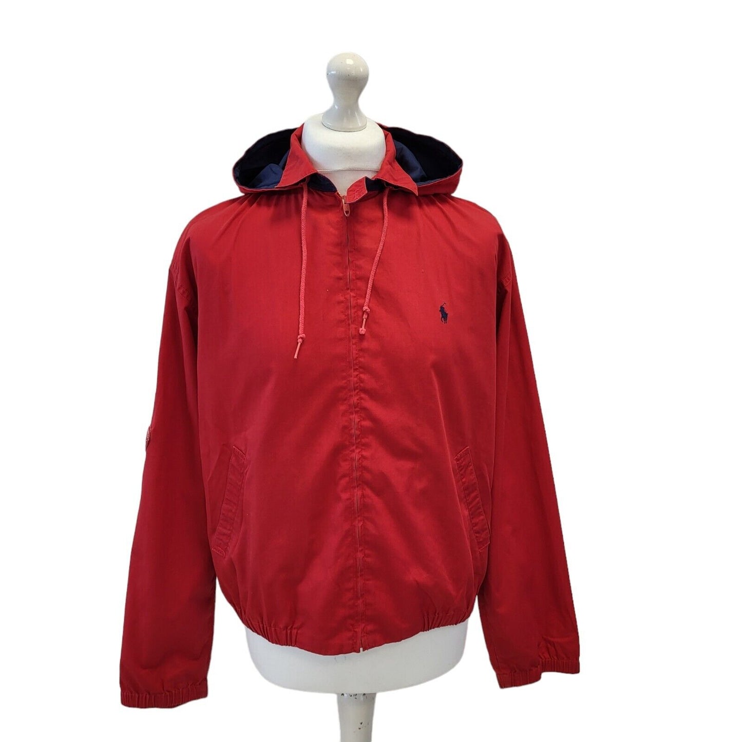 Ralph Lauren Tennis Red Blue Hooded Sports Jacket Women's Uk M 10 H111