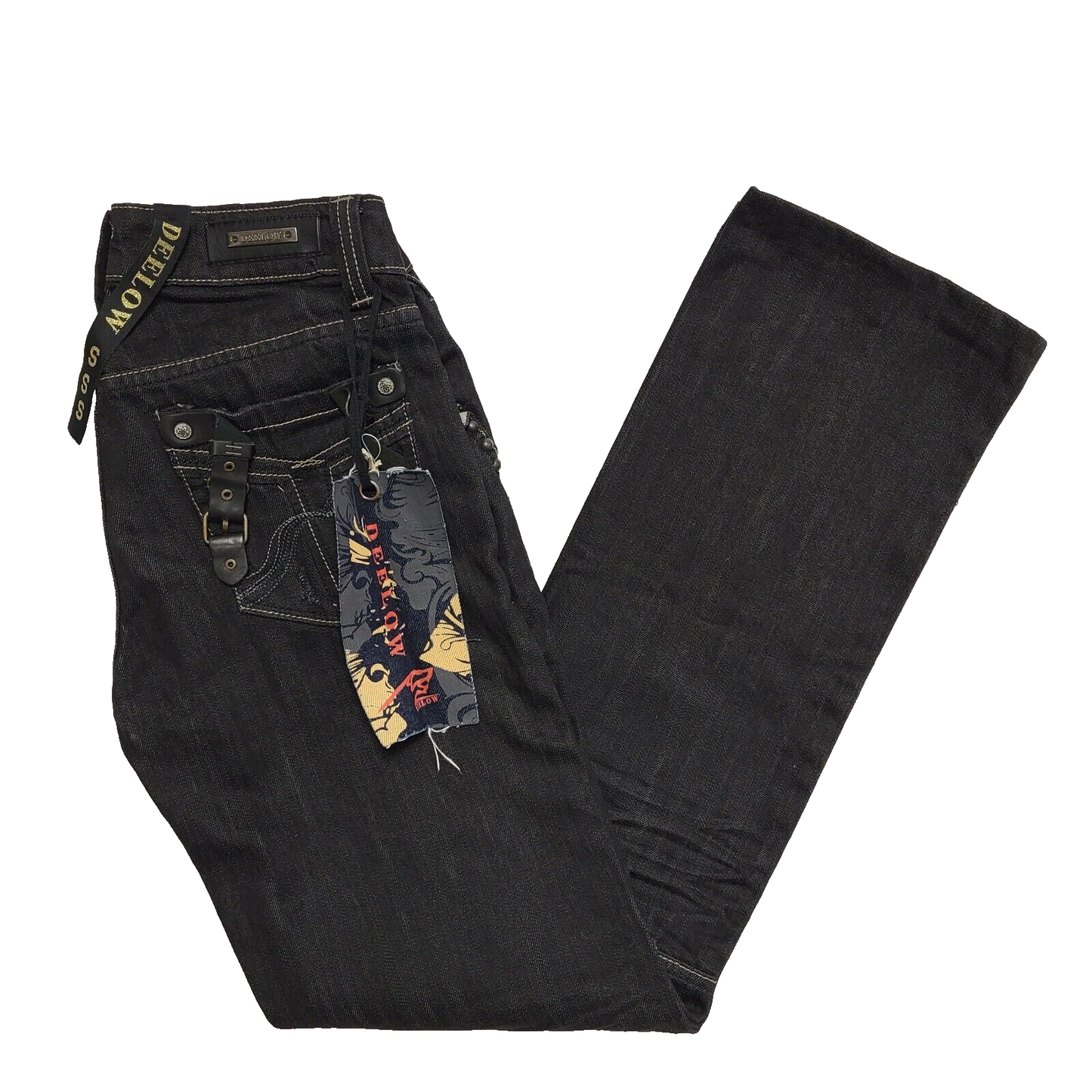 Deelow Black Straight Leg Denim Jeans uk Women's 8 S W26 L32 H769