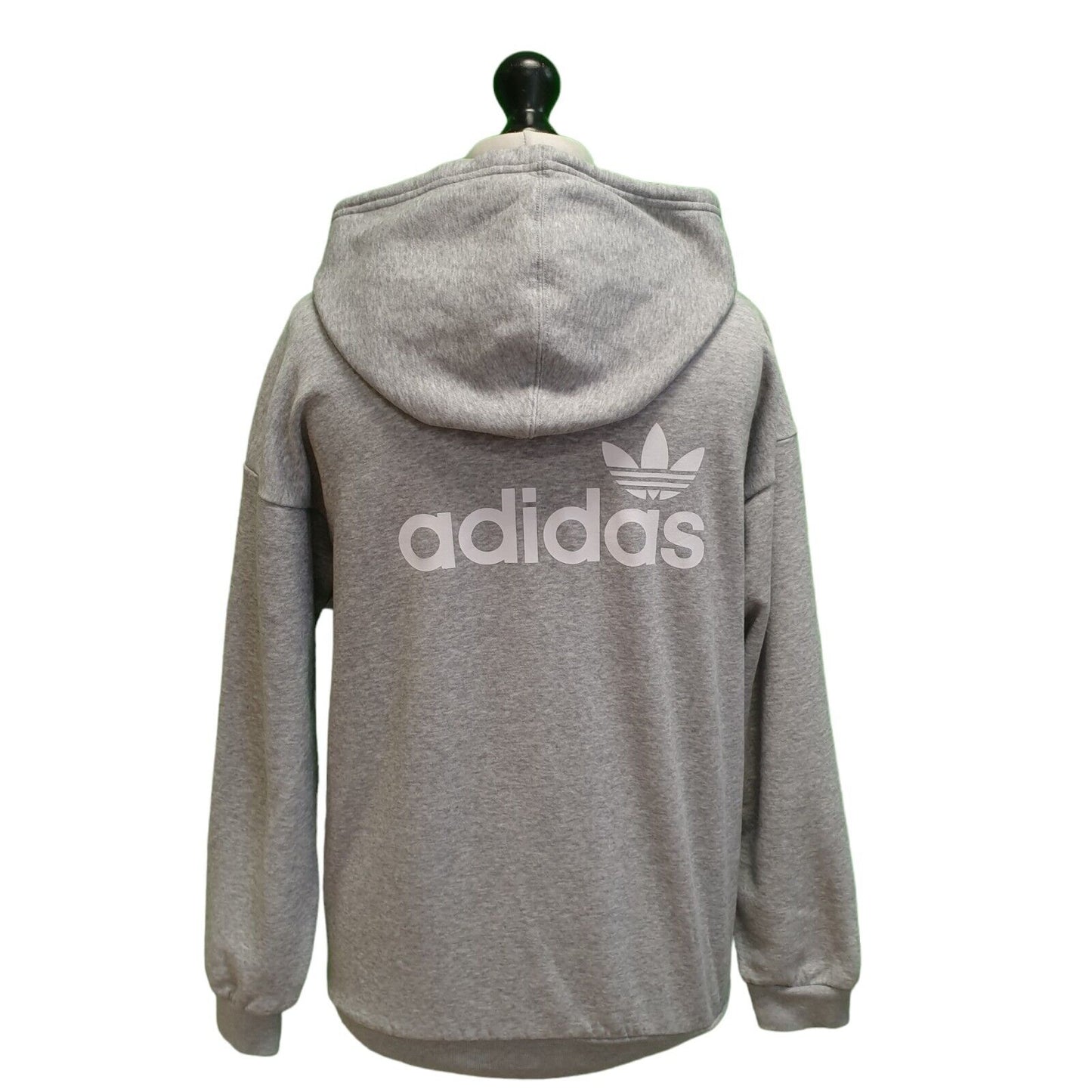 Adidas Grey Drawstring Sweatshirt Hoodie Women's UK XS 6 EU 34 H942
