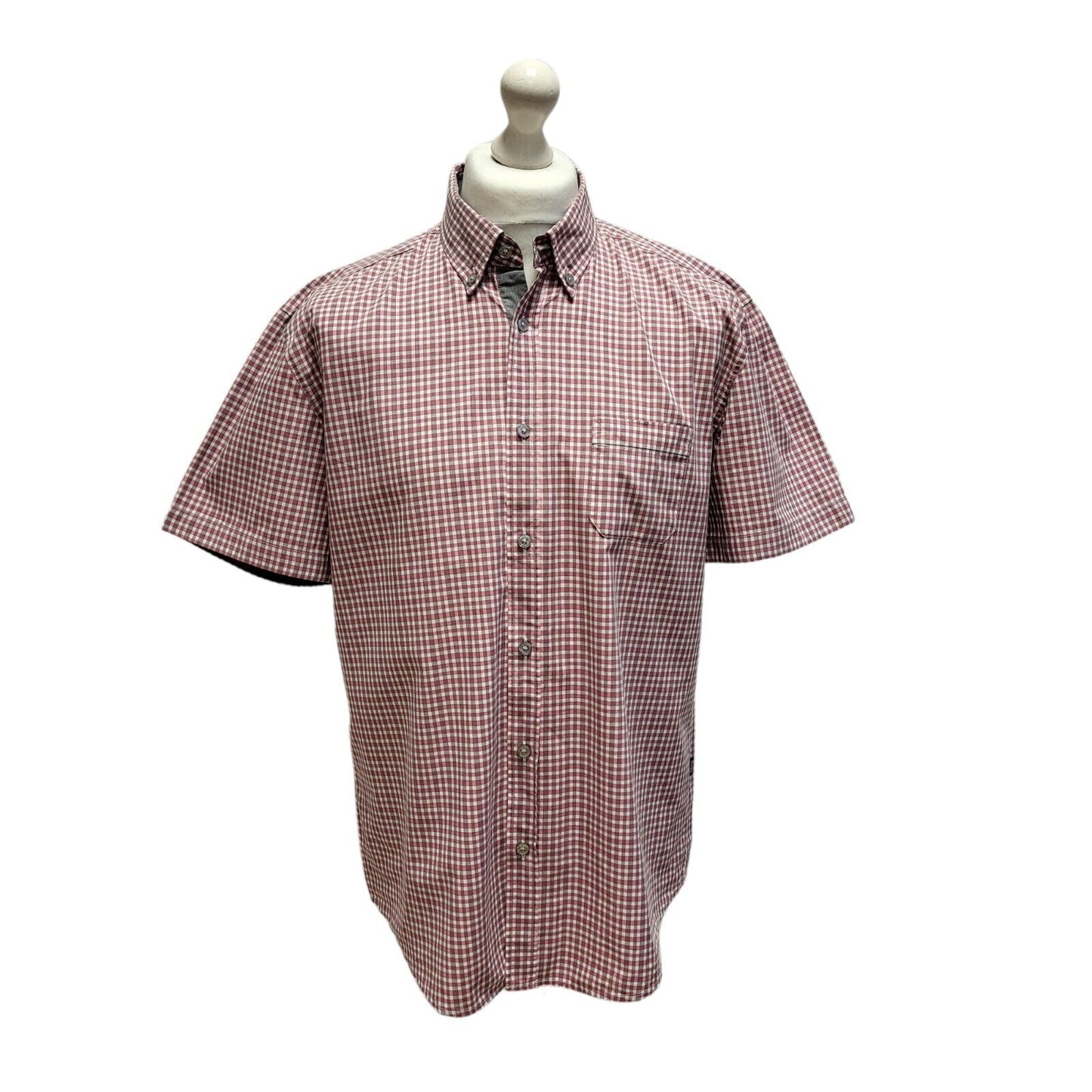 Hugo Boss Pink Grey Check Slim Short Sleeve Shirt Uk Men's XL BB383