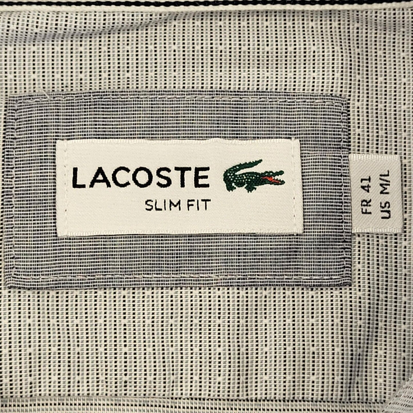 Lacoste Grey Slim Fit Long Sleeve Shirt Uk Men's M Eu 50 G289