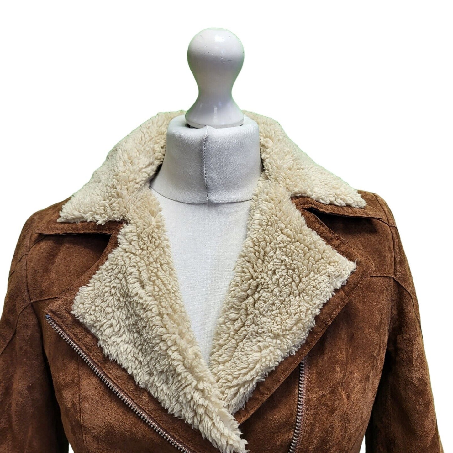 Freaky Hation Brown Zipped Faux Fur Jacket UK Women's Small H730