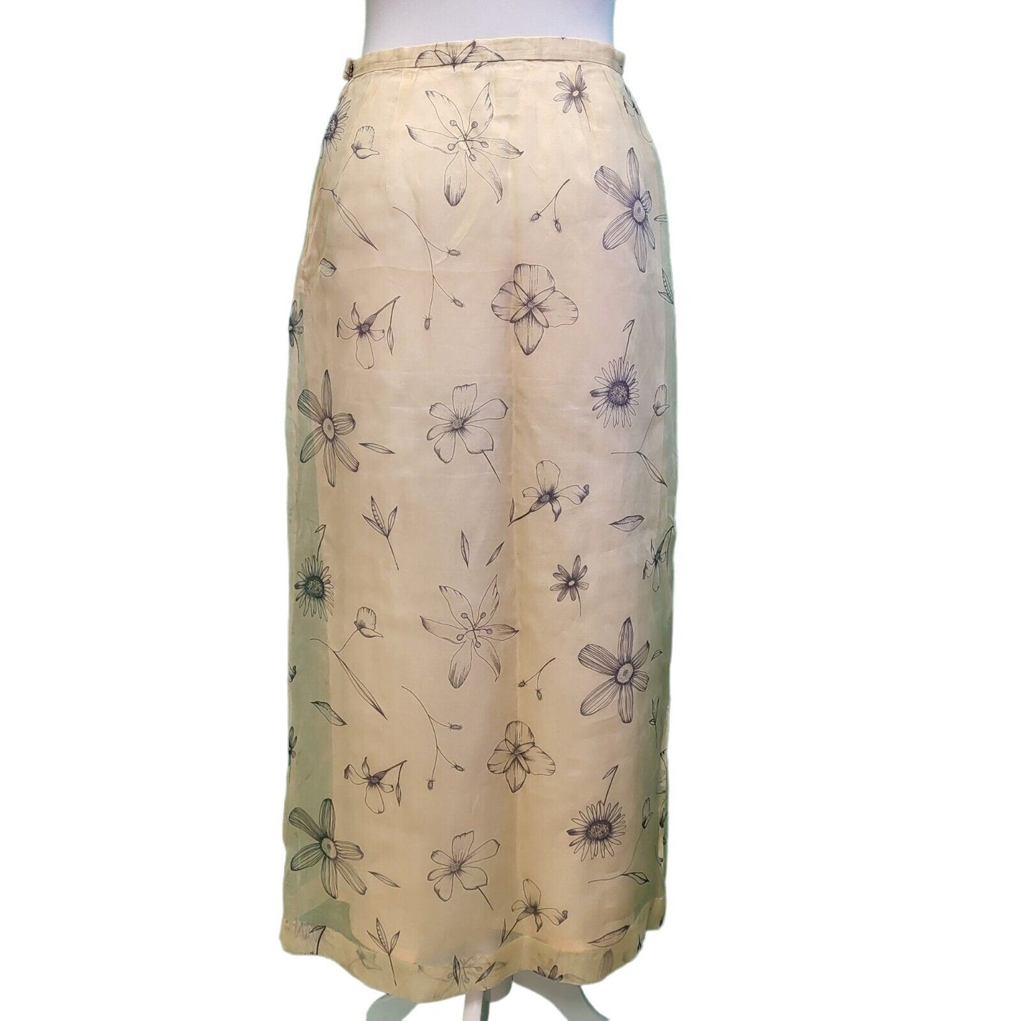 Episode Studio Beige Floral Silk Pencil Skirt Women's UK L 12 W26 G812