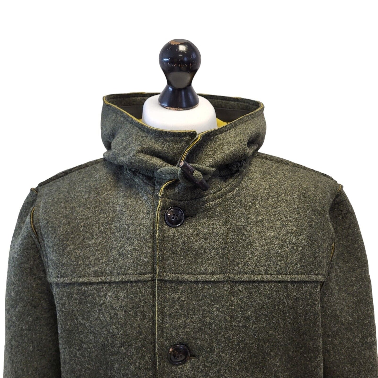 Individual Green Wool Blend Hooded Jacket Uk Men's Medium G708