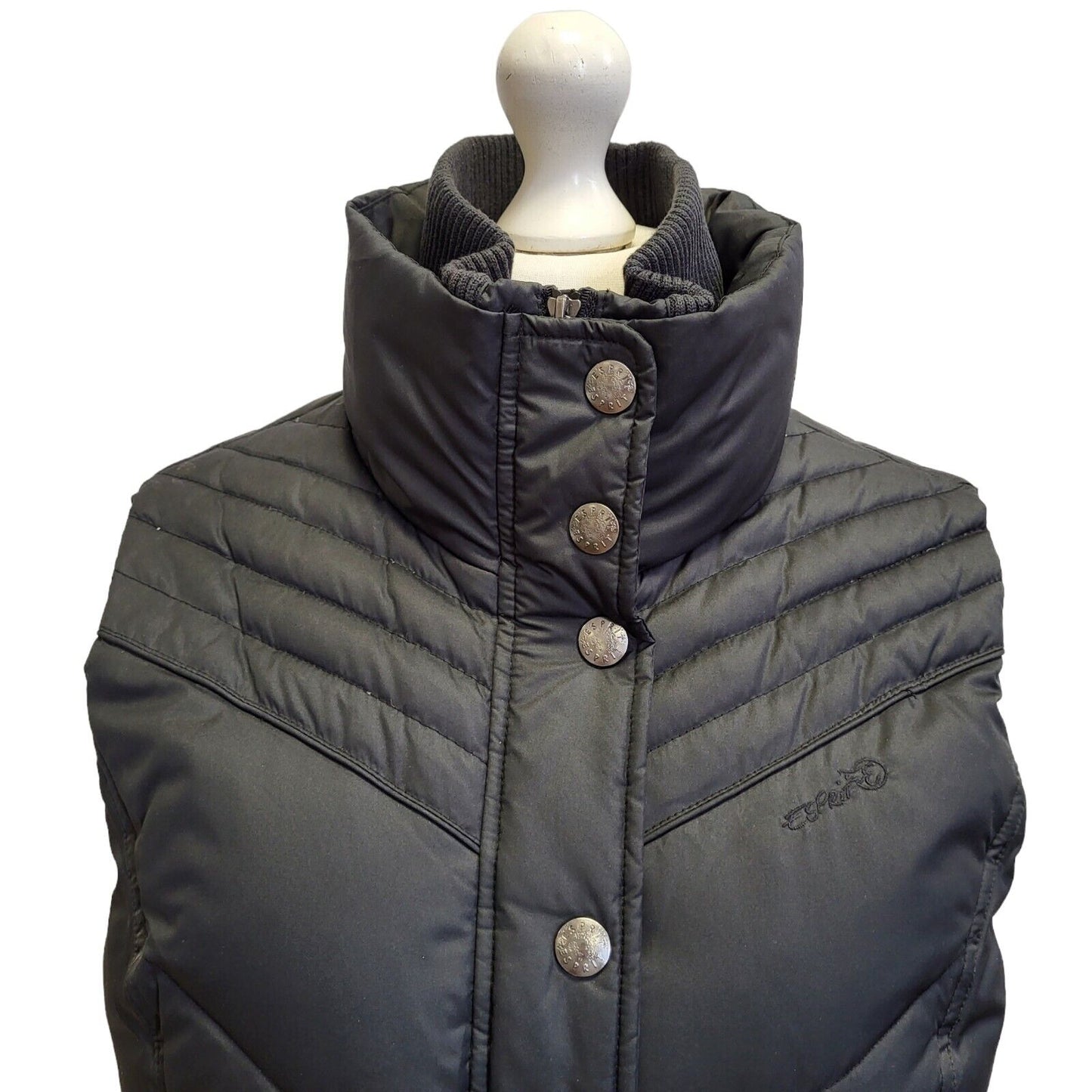 Esprit Black Zip & Snap Fasten Gilet Uk Women's 12 Eu 40 G15