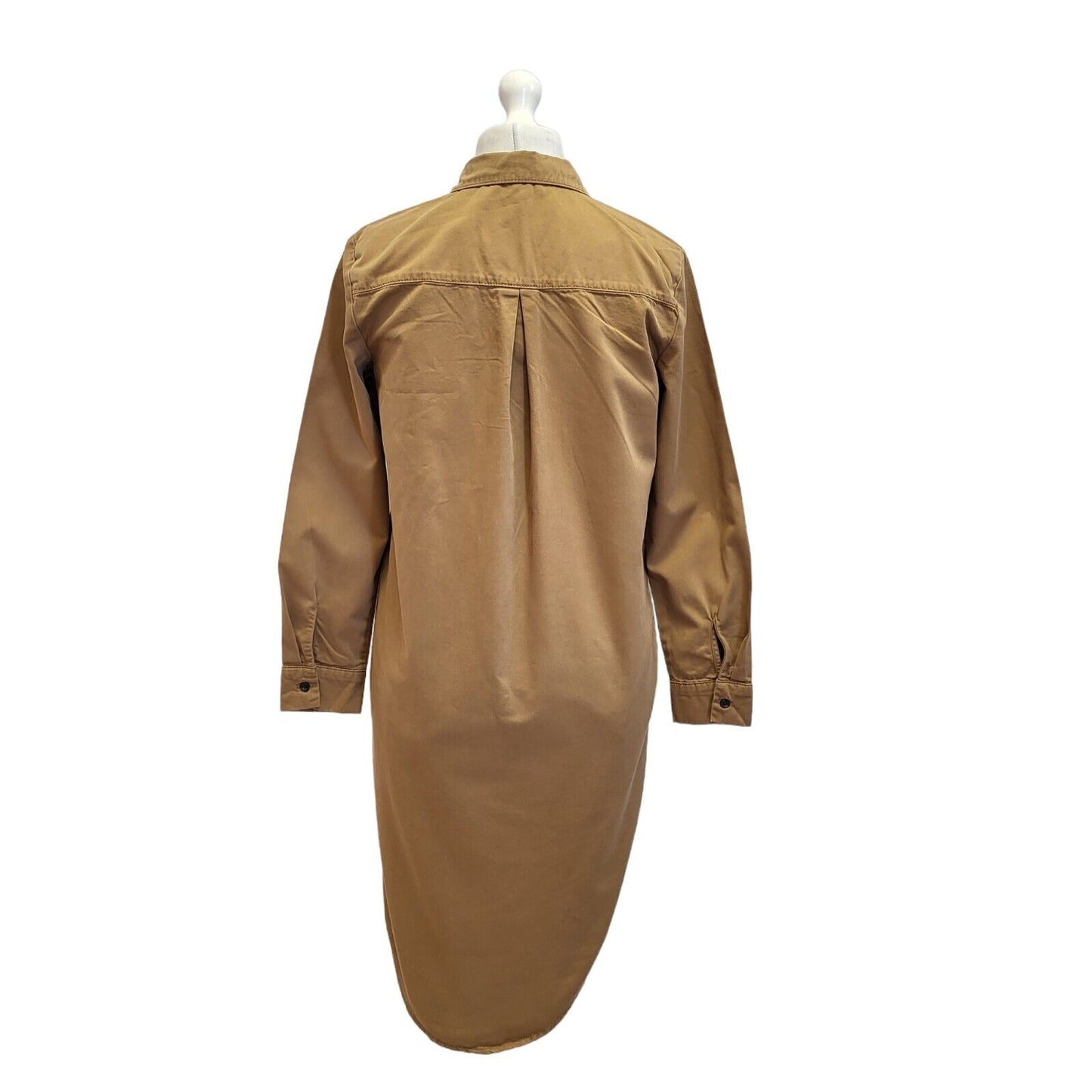 Esprit Brown Cotton Long Sleeve Daywear Shirt Dress Uk Women's 10 Eu 38 G101