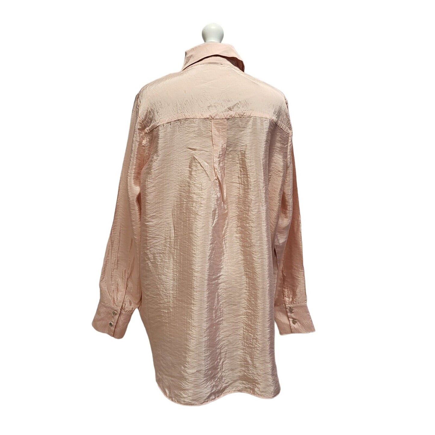 River Island Pink Nylon Long Sleeve Shirt Uk Women's Size 14 Bnwt BB393