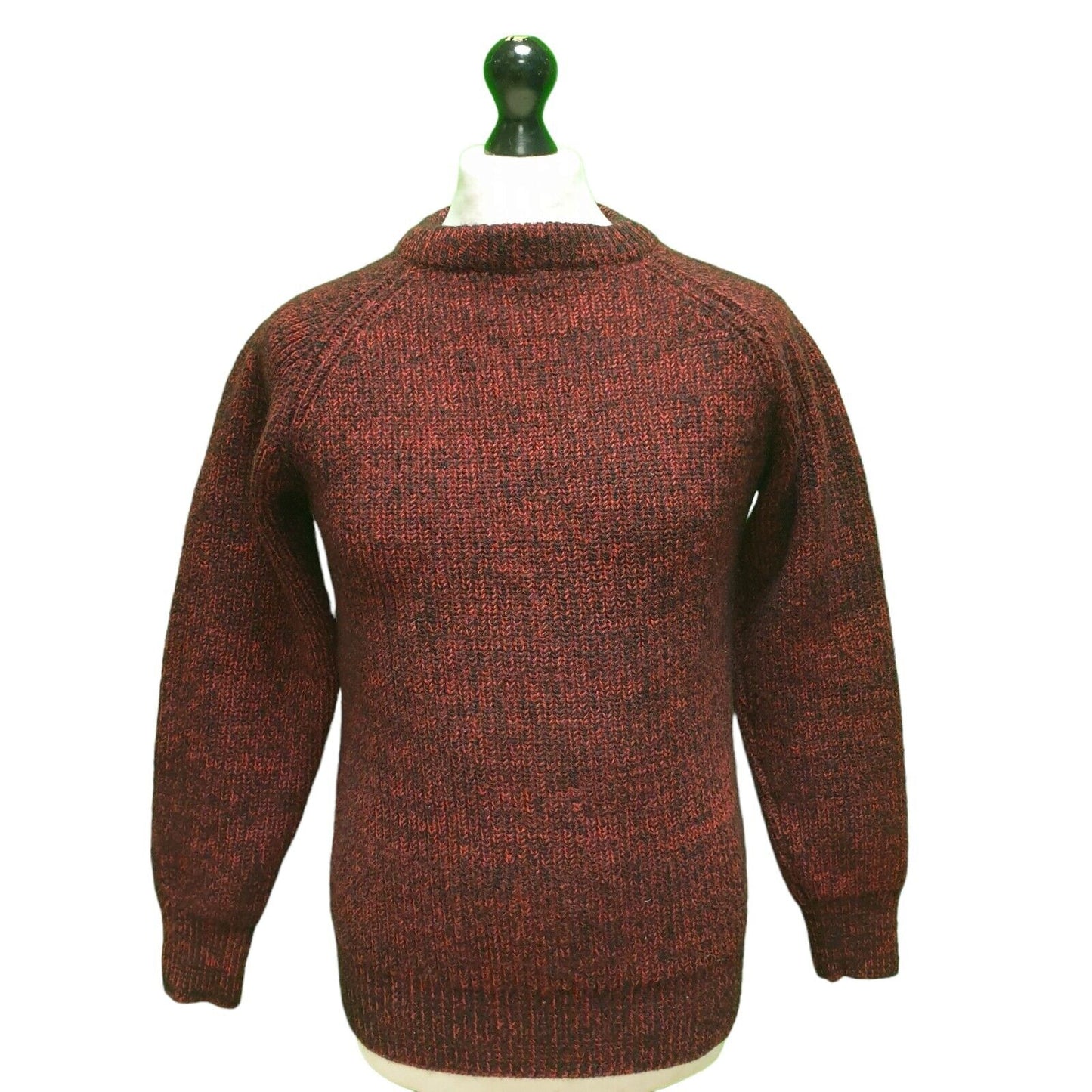 Vintage Burgundy L/Sleeve Knit Crew Neck Casual Jumper Men's UK XS H919