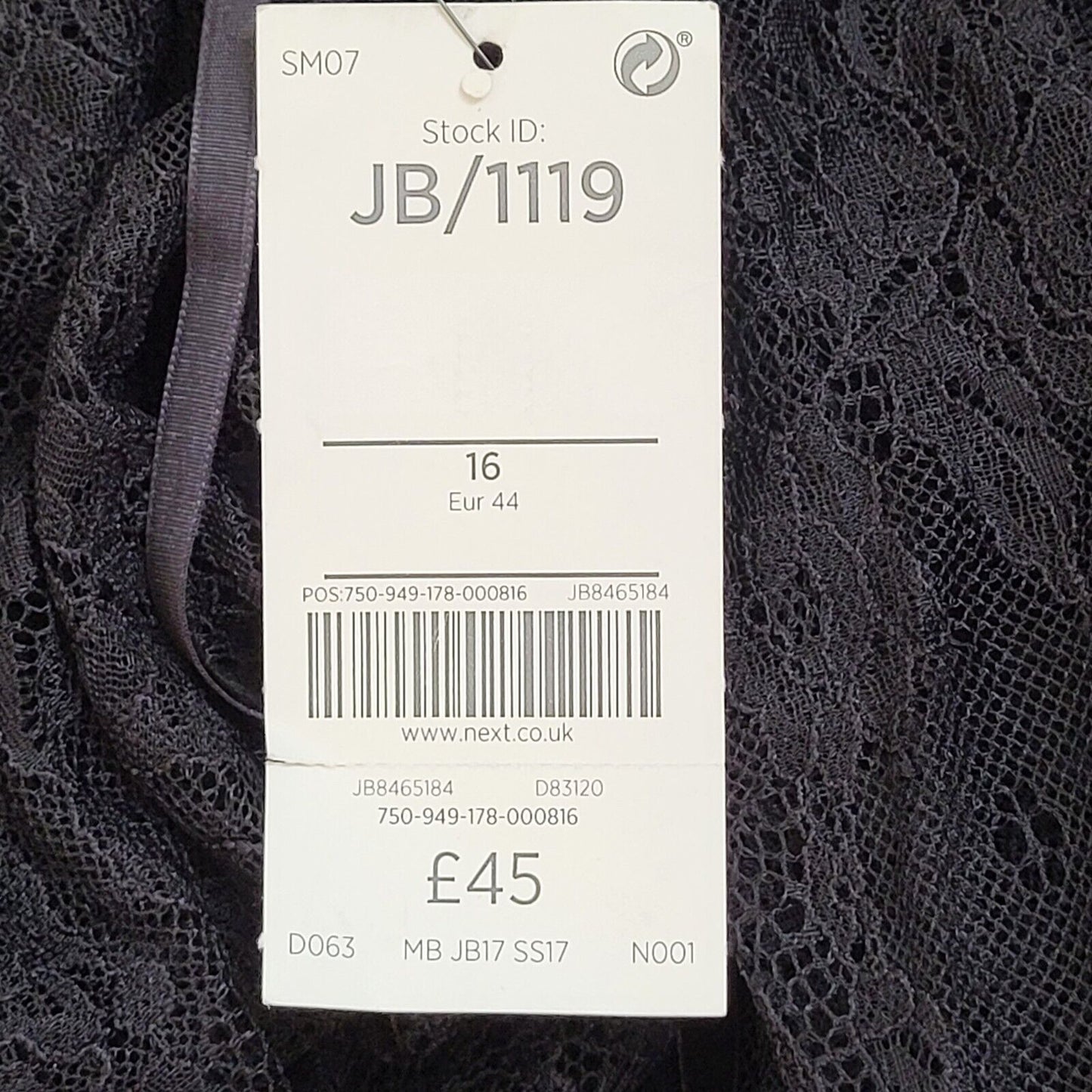 Next Tall Black Lace Evening Dress Uk Women's 16 Eu 44 Bnwt G105