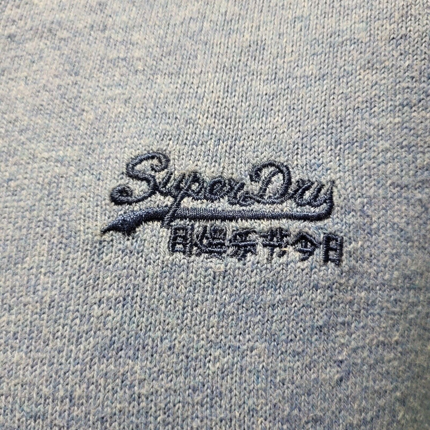 Superdry Blue Thin Knit V-Neck Cotton Cashmere Jumper uk Men's Medium H744