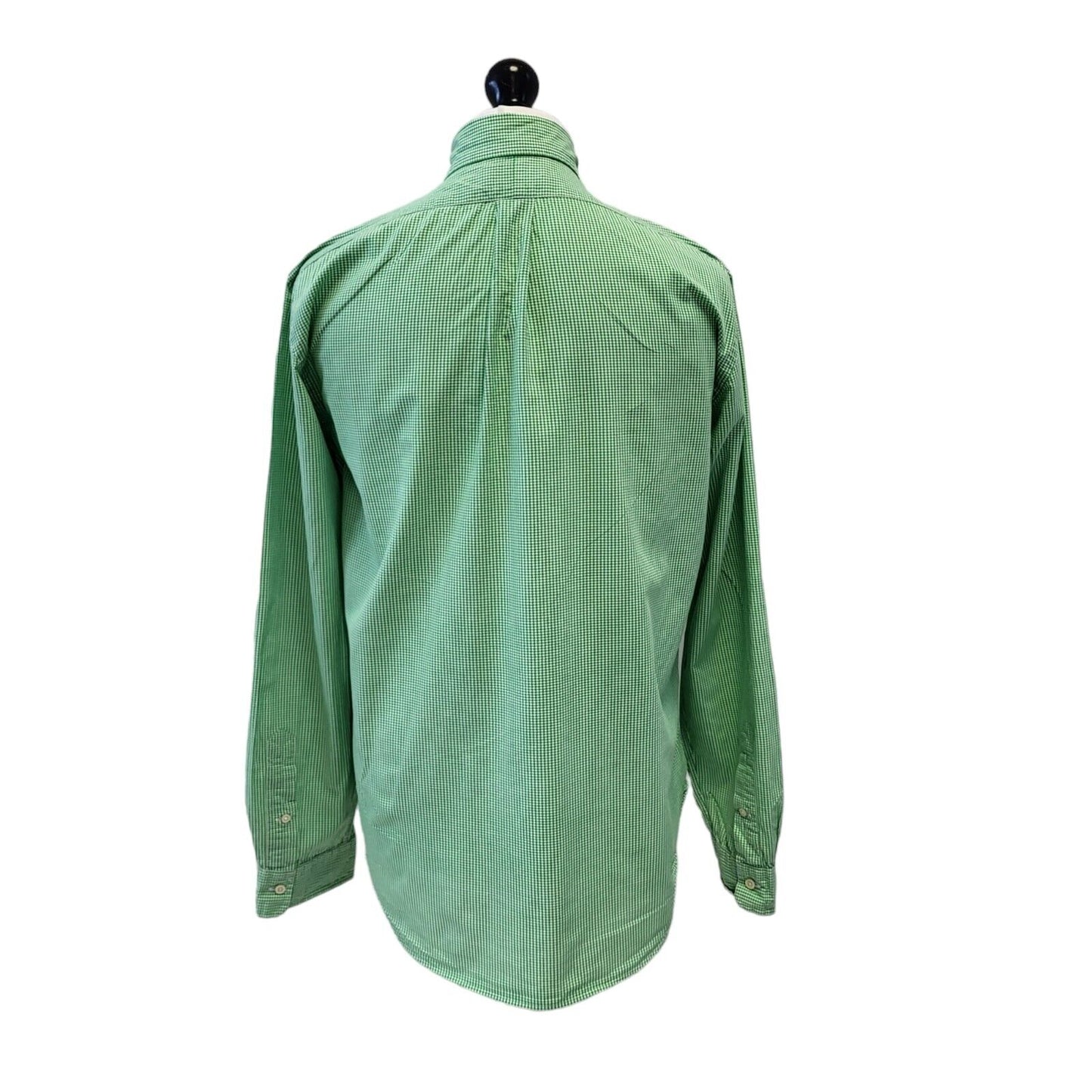 Polo Ralph Lauren Green White Check Slim Long Sleeve Shirt Uk Men's XL G588
