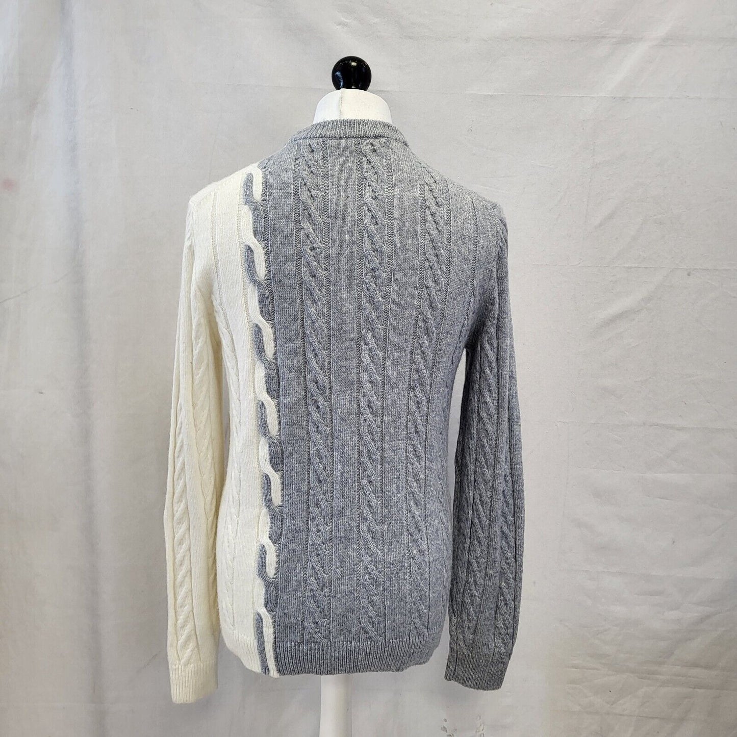 Reiss Grey White Crew Neck Jumper Uk Men's Medium Bnwt G502