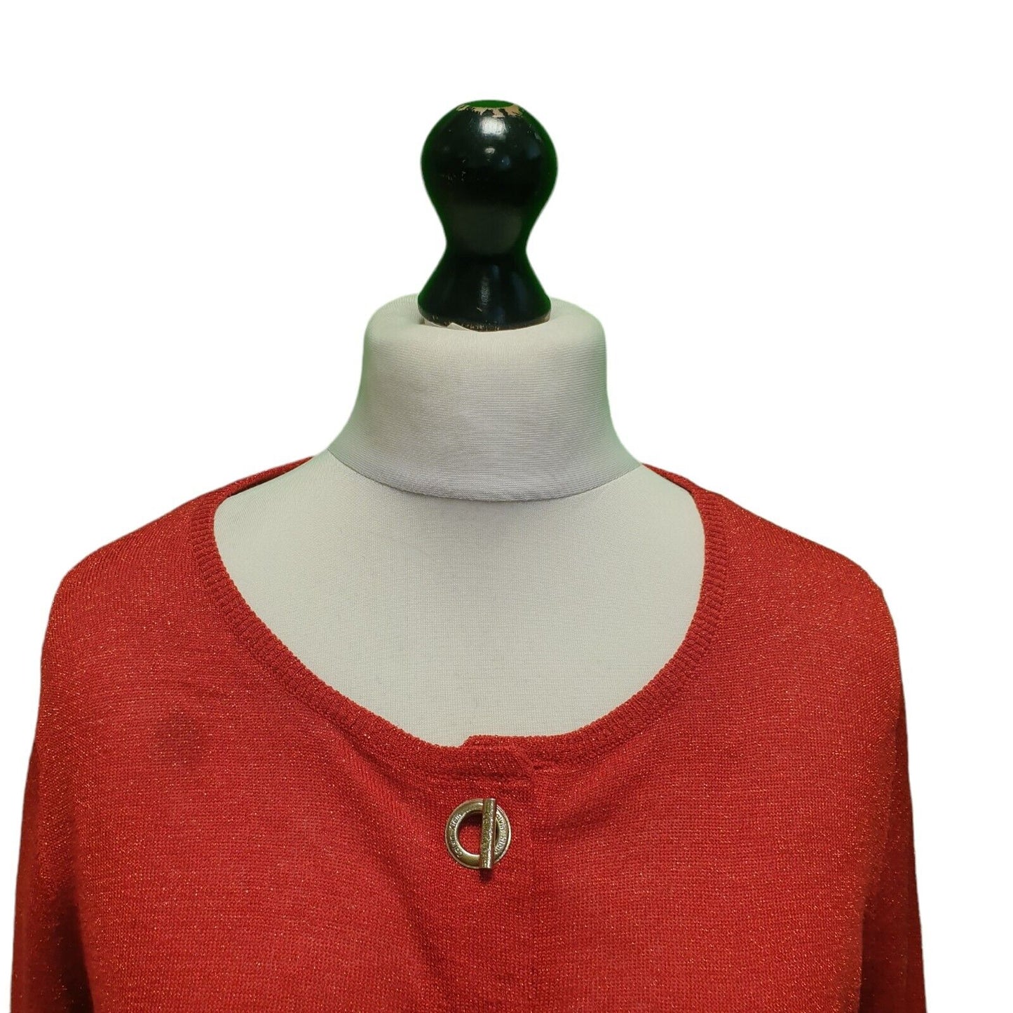 Calvin Klein Red Glitter Toggle Cardigan UK Women's Large H950
