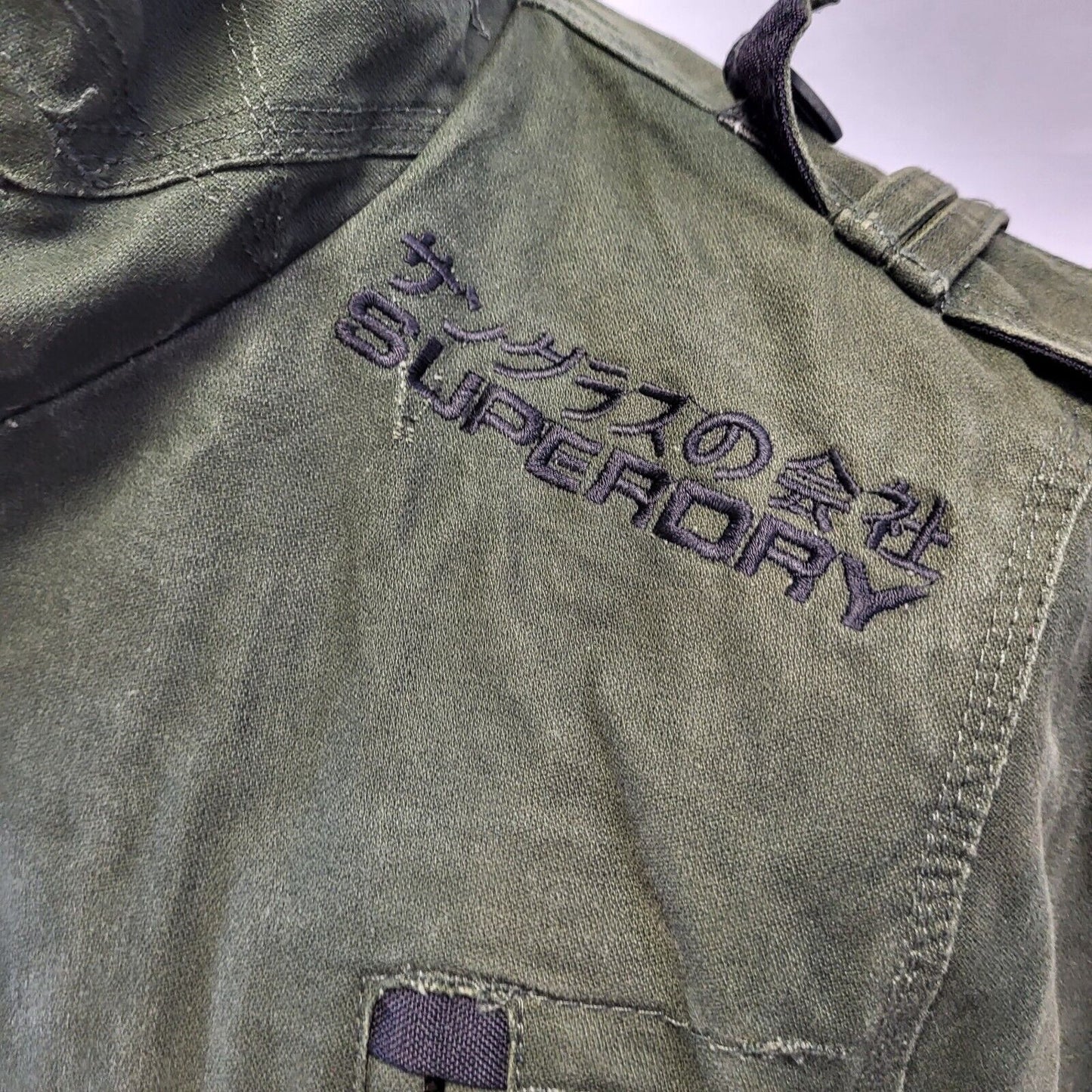 Superdry Double Black Label Green Hooded Jacket Uk Men's Medium G709