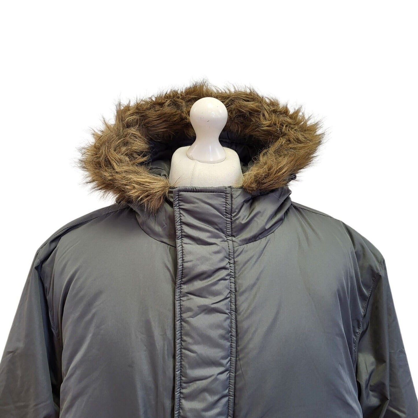 French Connection Grey Zip & Snap Hooded Parka Coat Uk Men's xL Eu 56 G31