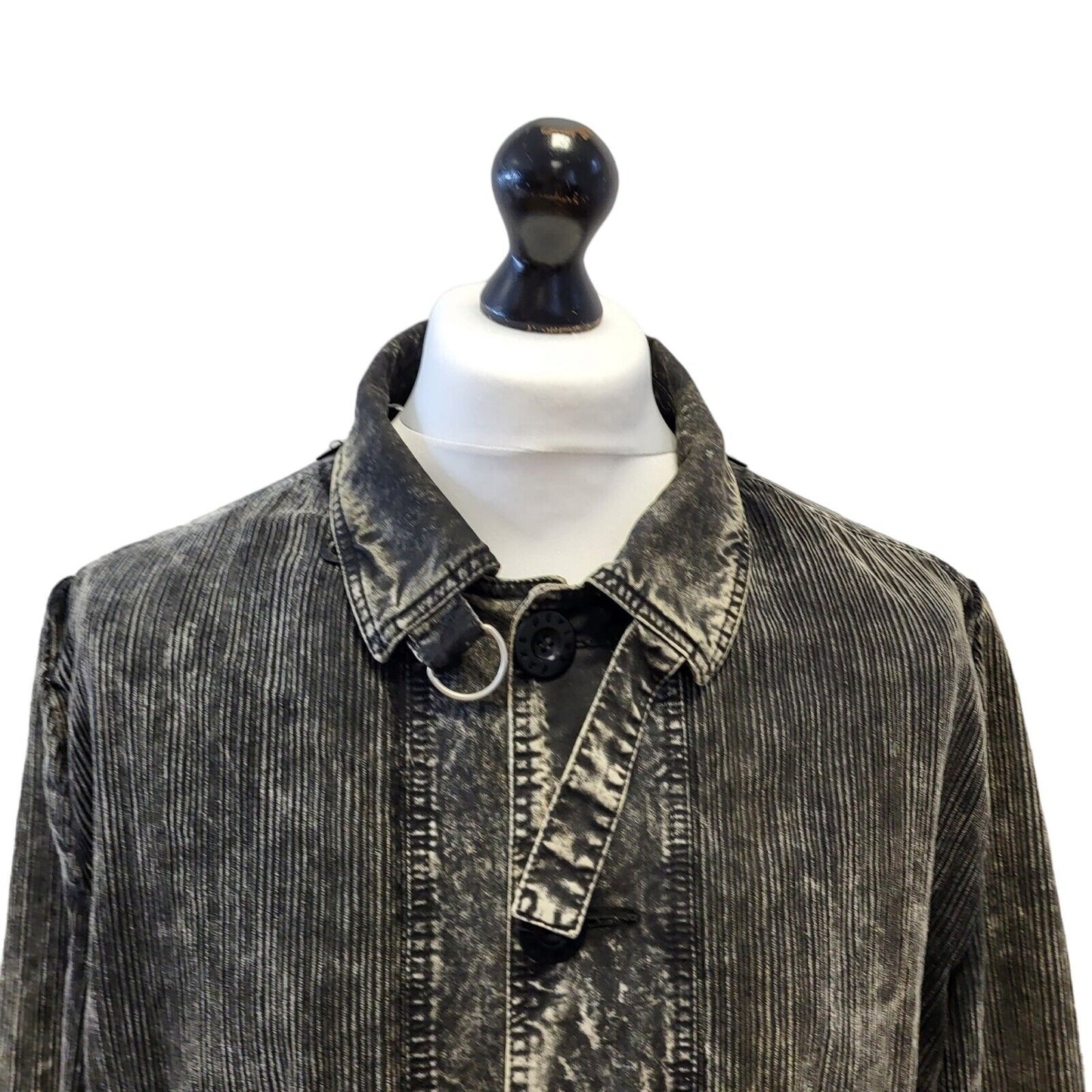 Fake London Corduroy Grey Black Collared Coat Mens M G161