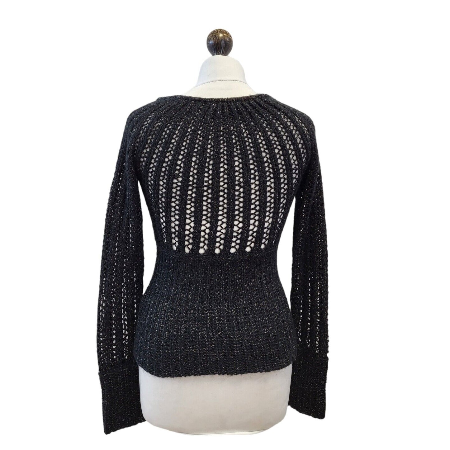 Armani Xchange Black Round Neck Wool Jumper Uk Women's S Eu 36 G236