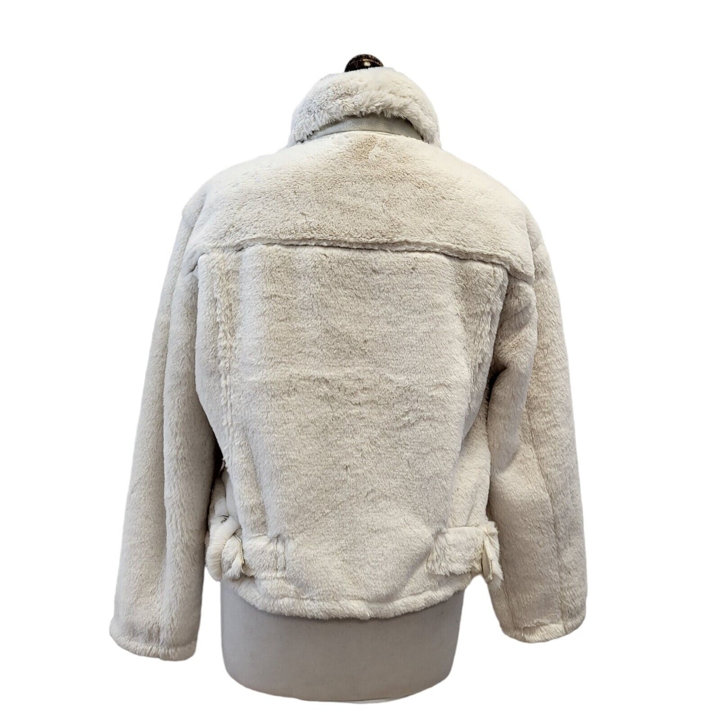 Topshop Faux Fur Cream Full Zip Jacket Womens BNWT UK 12 EU 40 G171