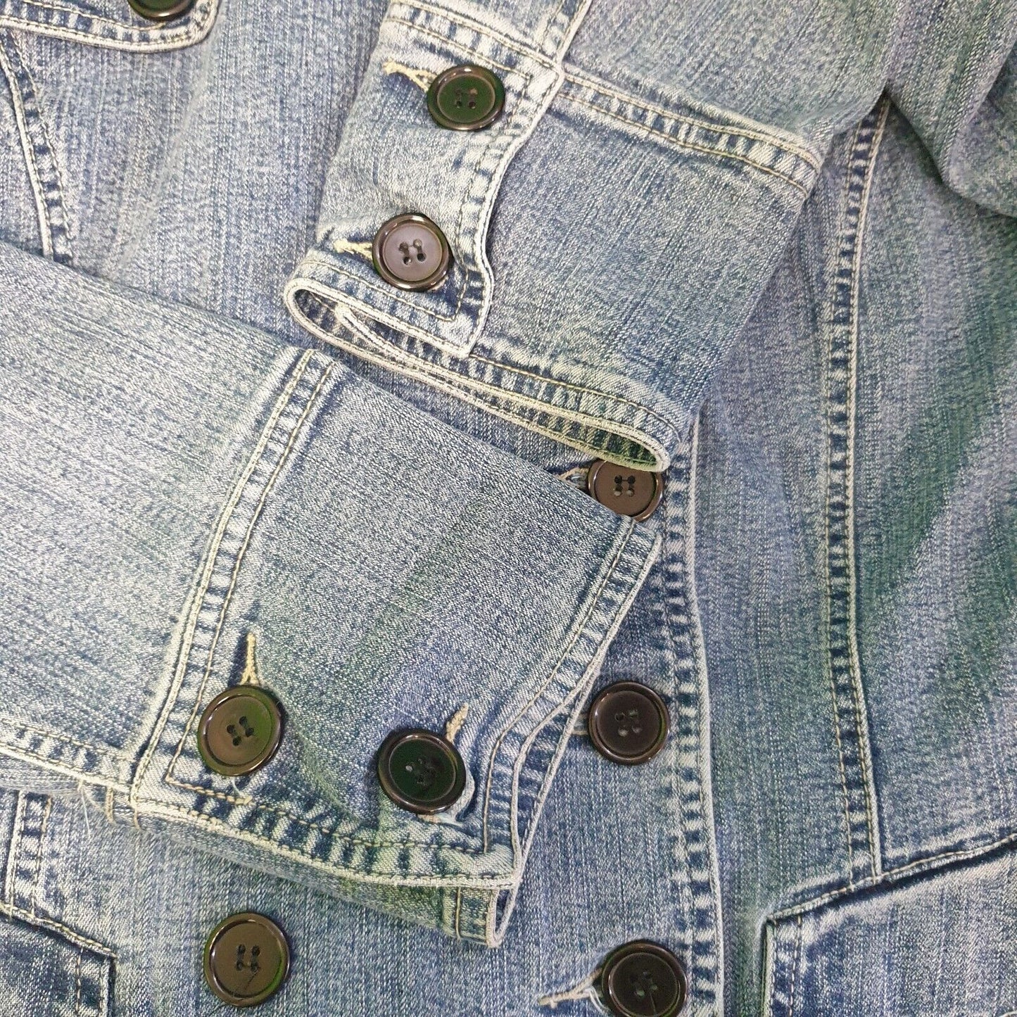 Cafe Theatre Blue Double Breasted Stretch Denim Jacket UK Women's 16-18 H788