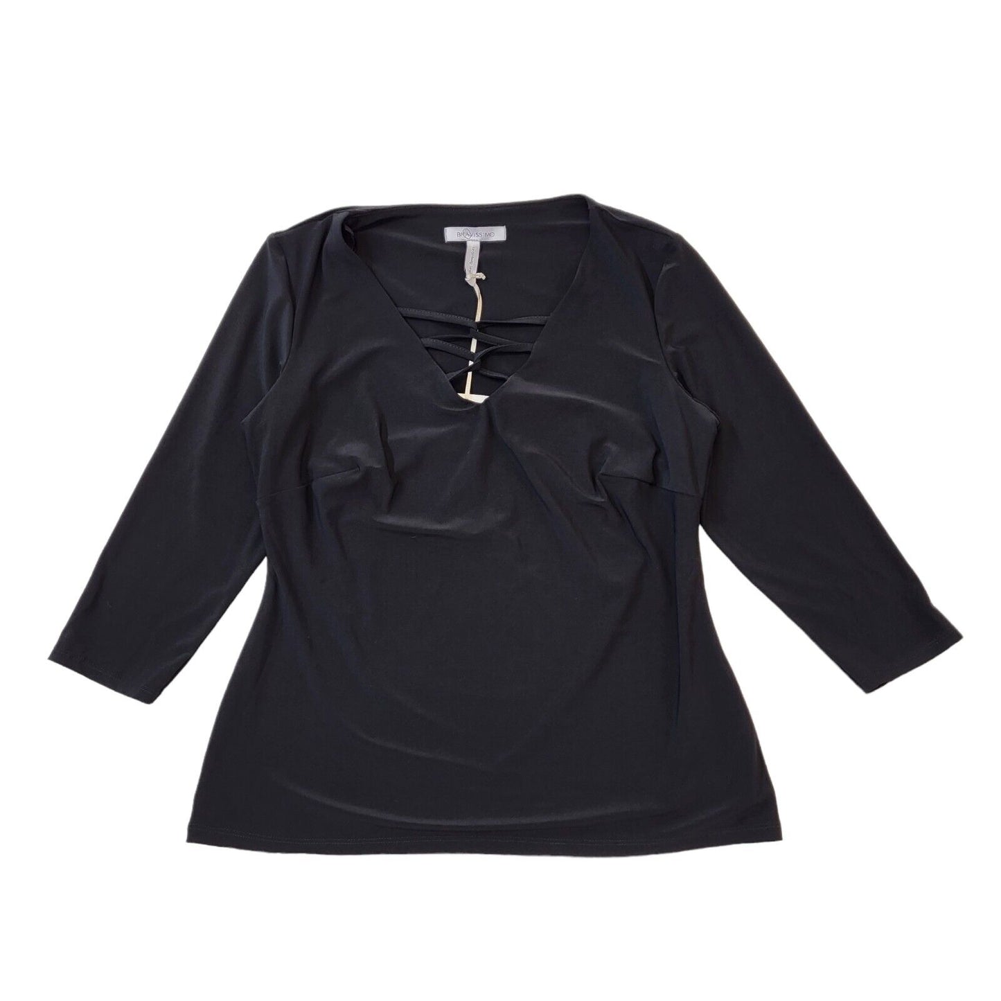 Bavissimo Maddie Black V-Neck Curvy Jumper Uk Women's 14 Eu 42 Bnwt G234