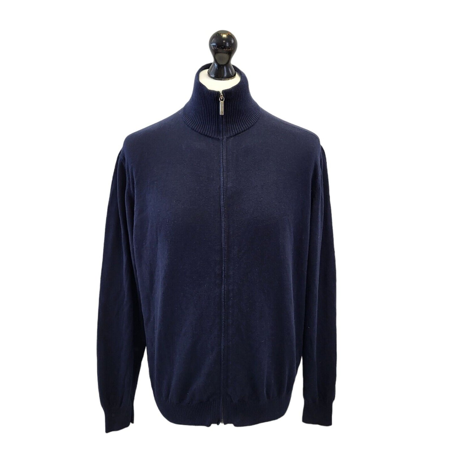 Tucci Navy Blue High Neck Cotton Cardigan Uk Men's Medium G523
