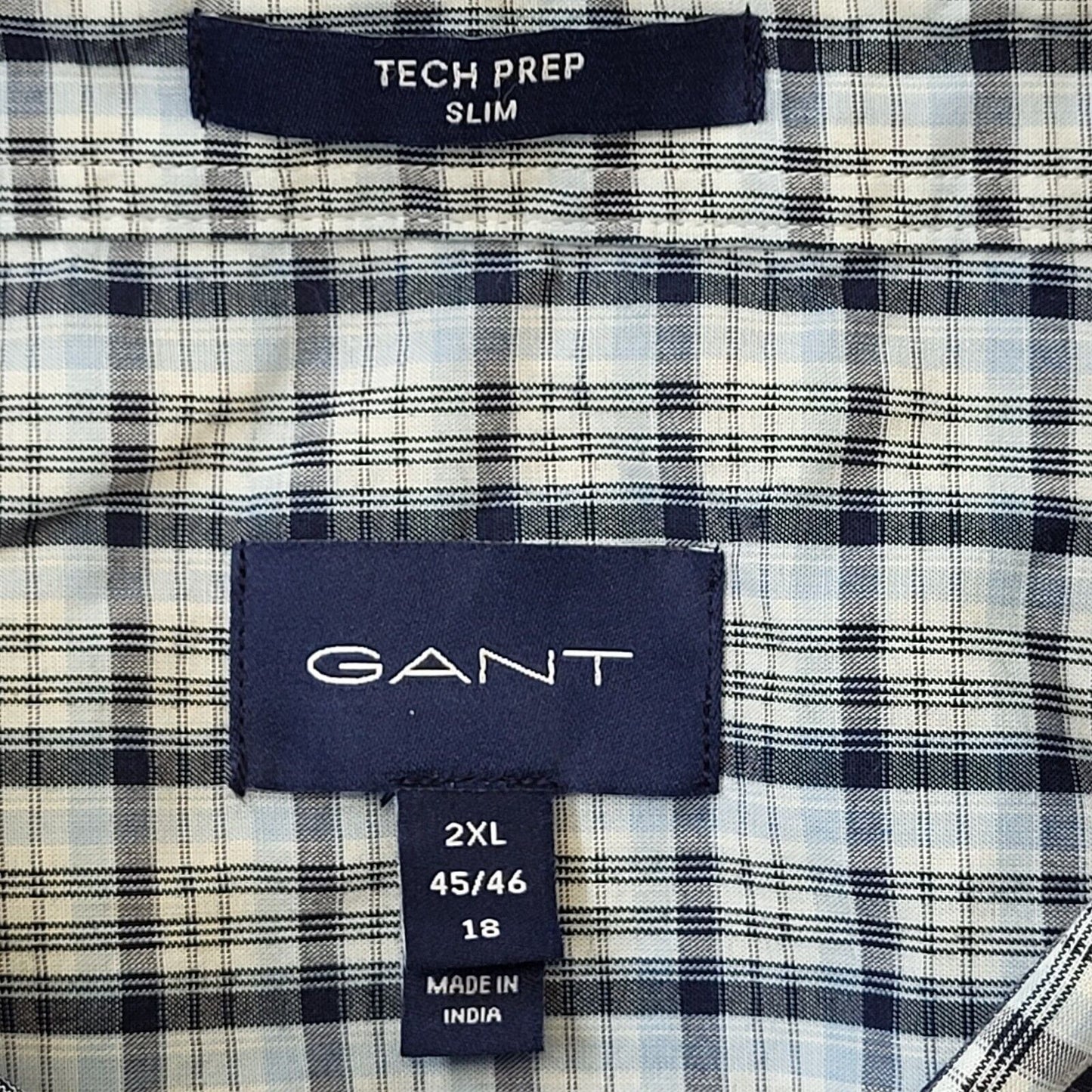 Gant Blue Check Long Sleeve Shirt Uk Men's 2XL Eu 60 Bnwt G282