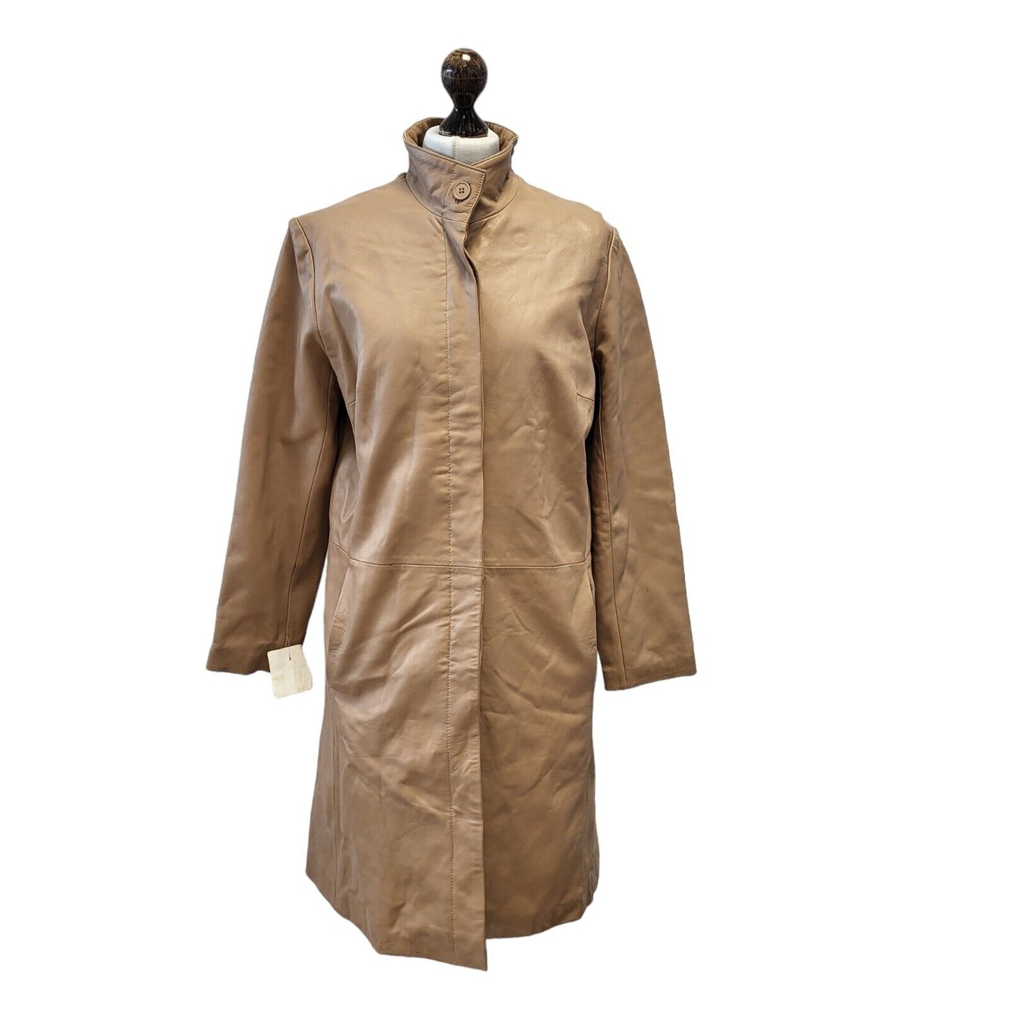 EL Leather Jacket Coat Beige Womens BNWT UK 12 EU 40 G352