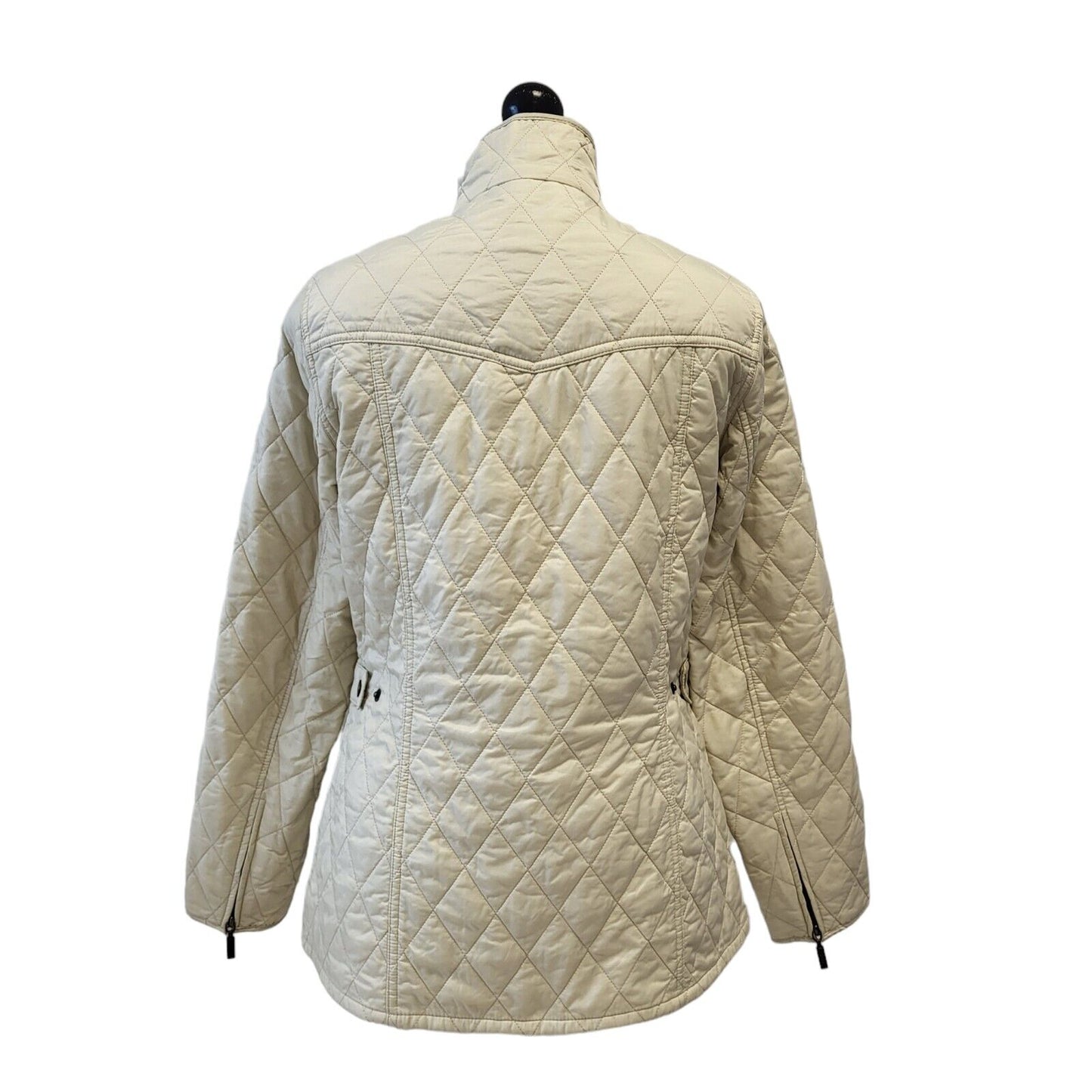 Barbour Manderston Beige Zip & Snap Quilted Jacket Uk Women's 12 G737