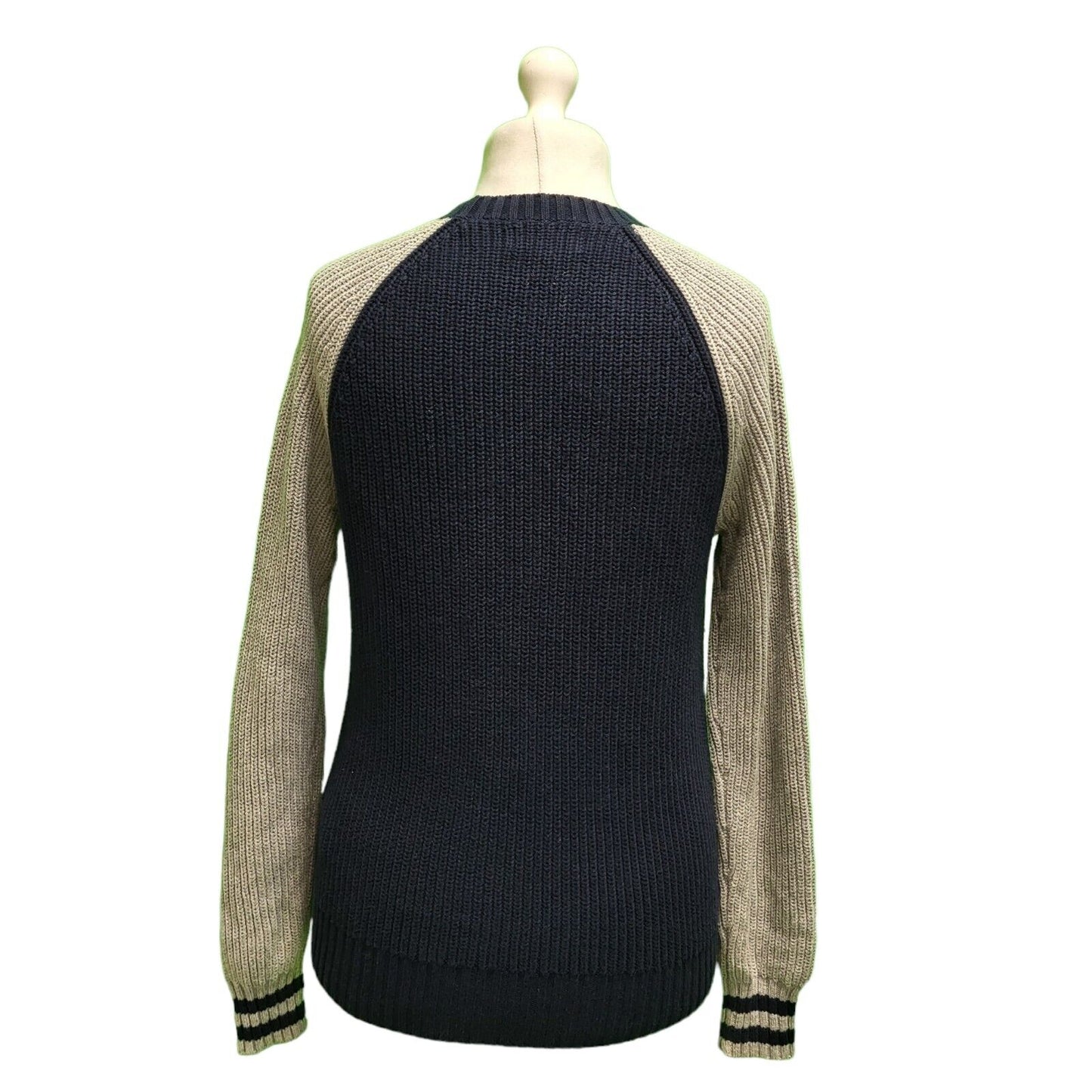 Polo Lauren Navy Grey Spell Out Knit Jumper Women's UK L 12 EU 40 H144