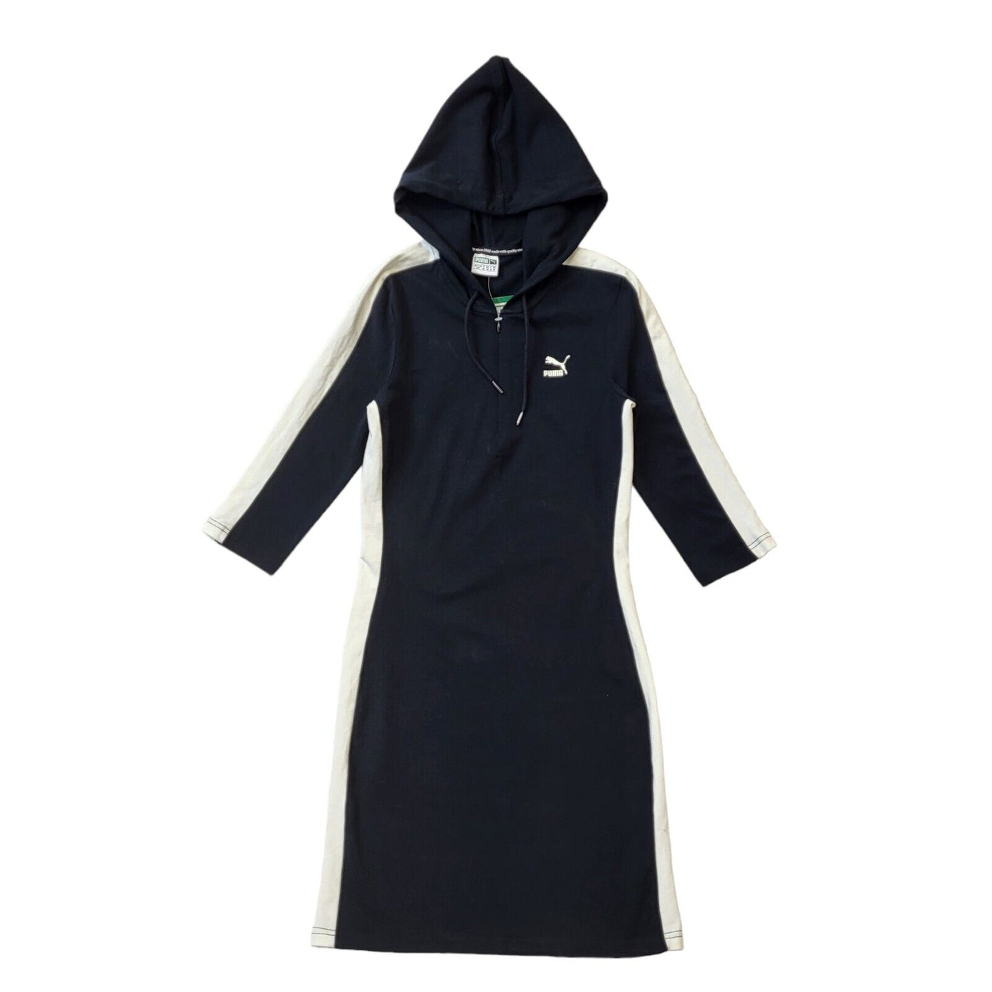 Puma Black White 1/4 Zip Hooded Sports Dress Uk Women's 10 Eu 38 G245