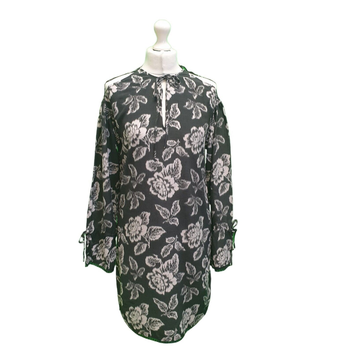 Allsaints Aster Kasuri Dress Black Floral Casual Dress UK Women's XS Bnwt H752