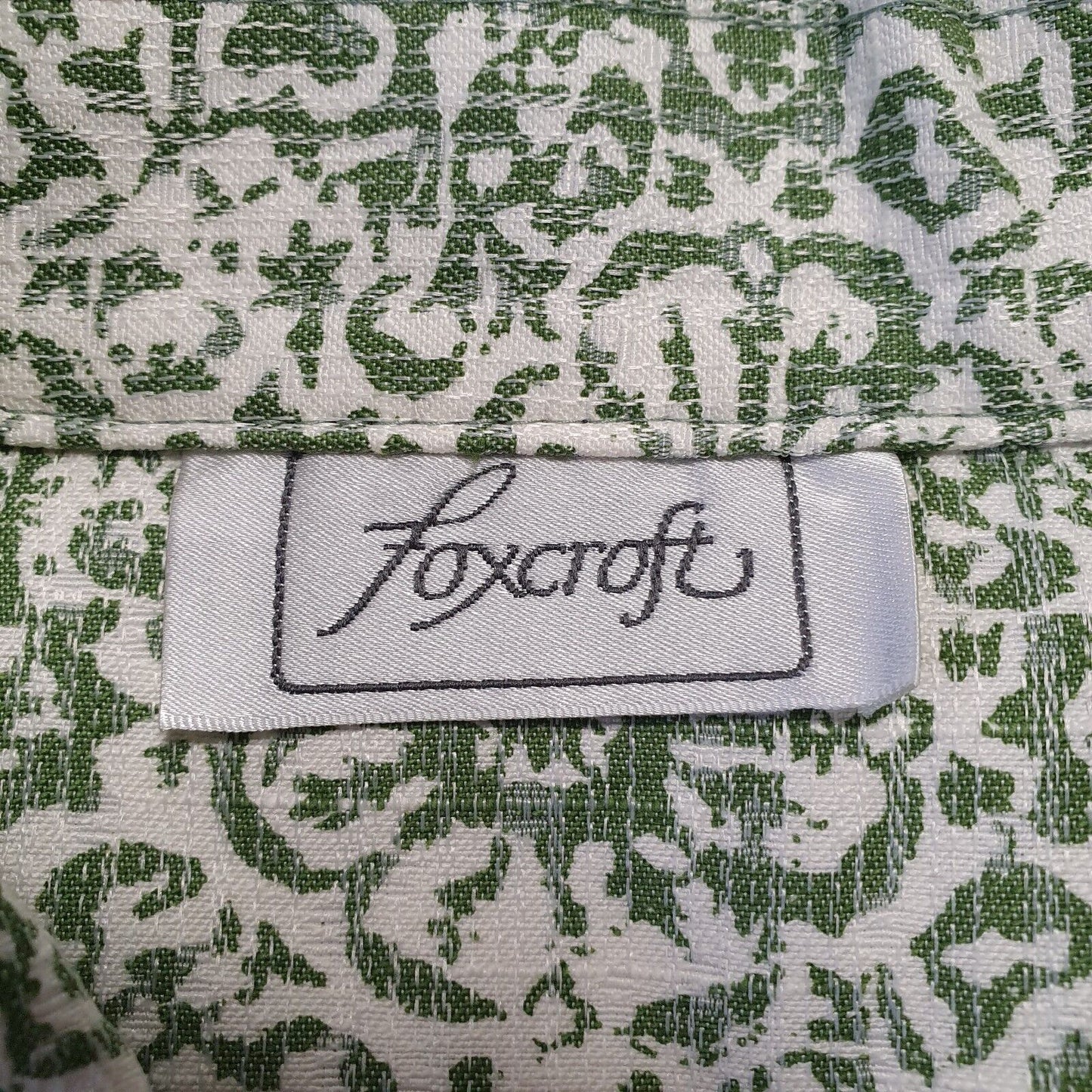 Foxcroft Green White Button Cotton Dress Jacket Women's uk 10 M eu 38 G814