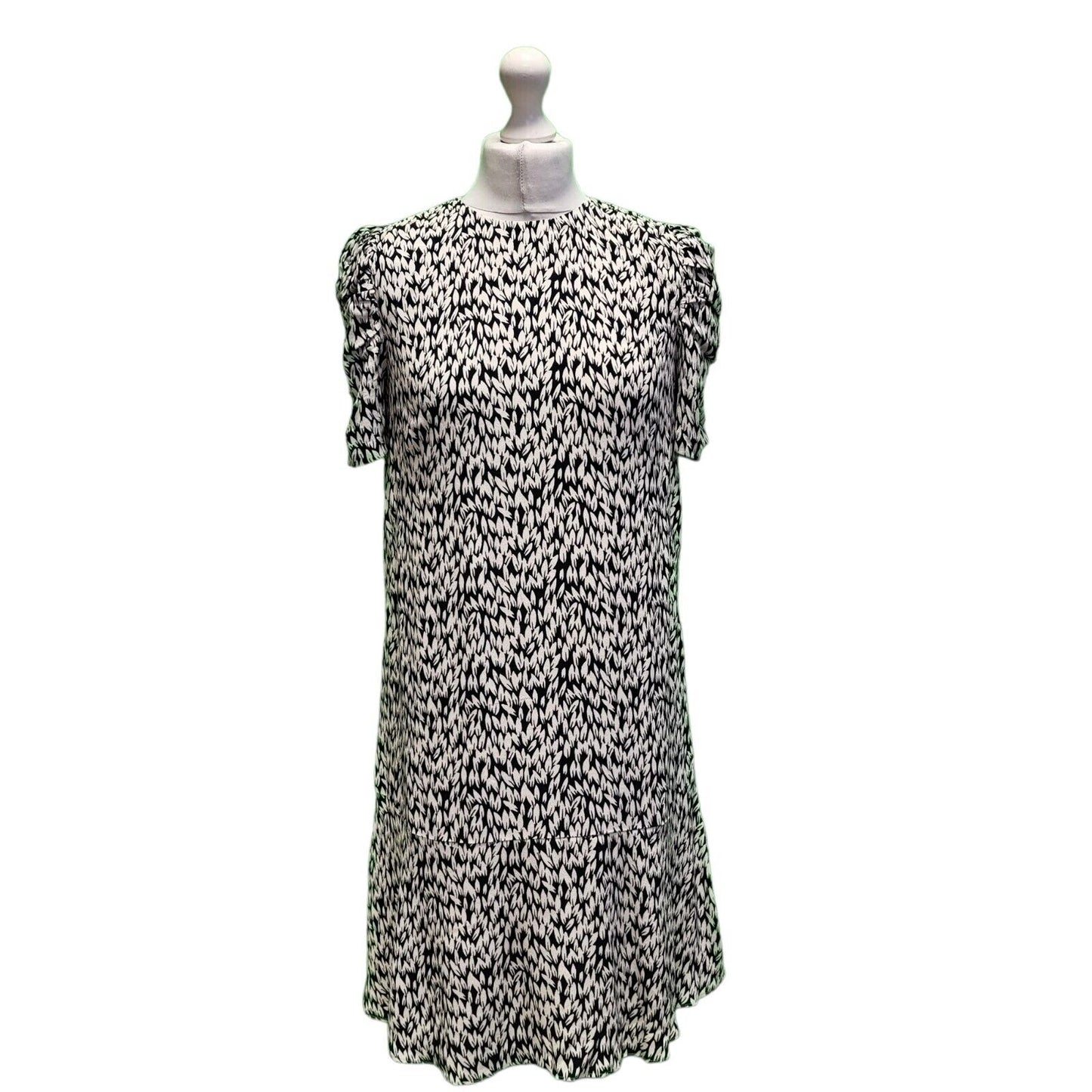 Whistles White Black Petal Print Summer Shift Dress Uk Women's S 8 H750 BNWT