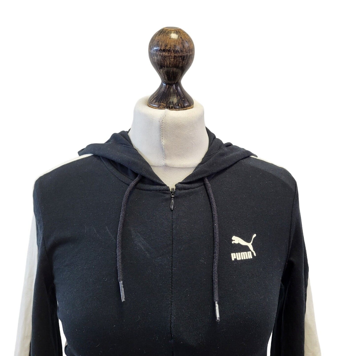 Puma Black White 1/4 Zip Hooded Sports Dress Uk Women's 10 Eu 38 G245