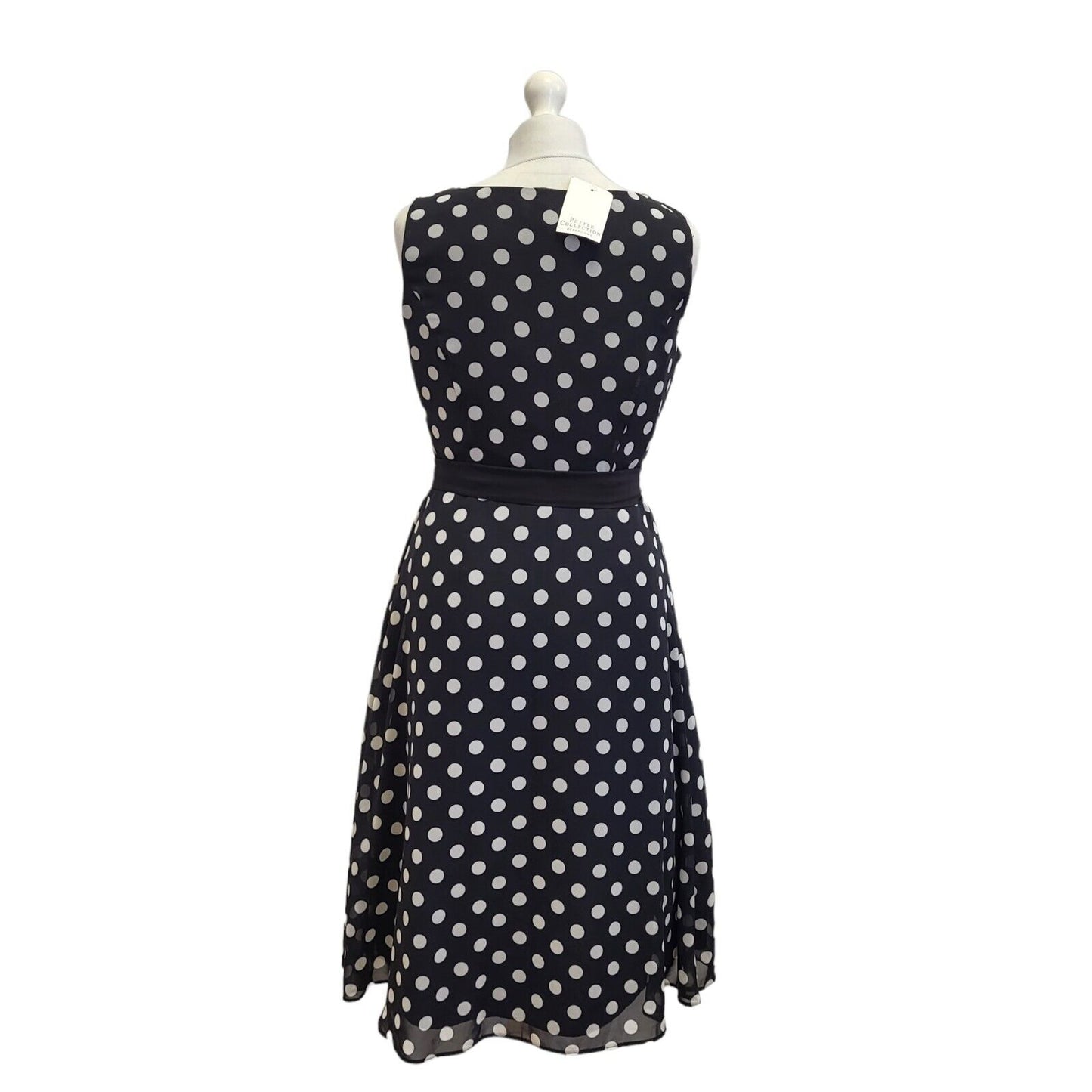 Petite Collection Debenhams Black Polka Dot Dress Uk Women's 12 Eu 40 Bnwt G109